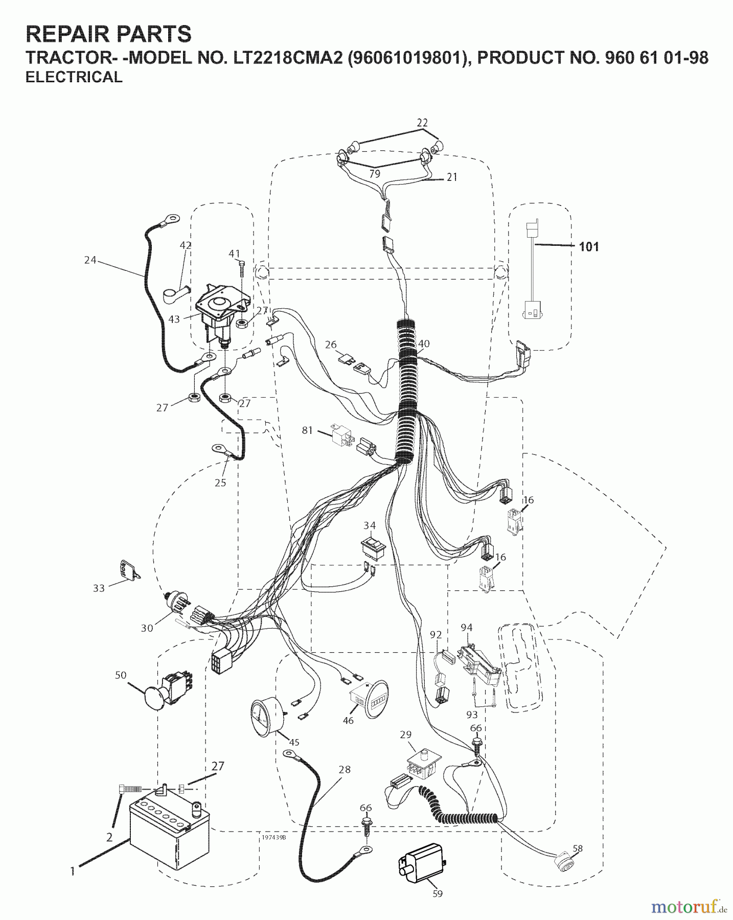 Jonsered Rasen und Garten Traktoren LT2218 CMA2 (96061019801) - Jonsered Lawn & Garden Tractor (2007-07) ELECTRICAL