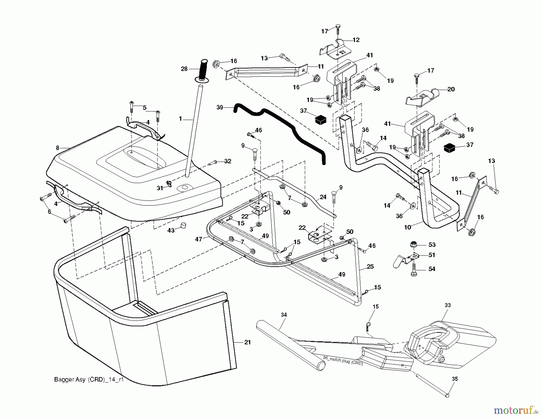 Jonsered Rasen  und Garten Traktoren LT2218 CMA2 (96061019802) - Jonsered Lawn & Garden Tractor (2007-10) BAGGER
