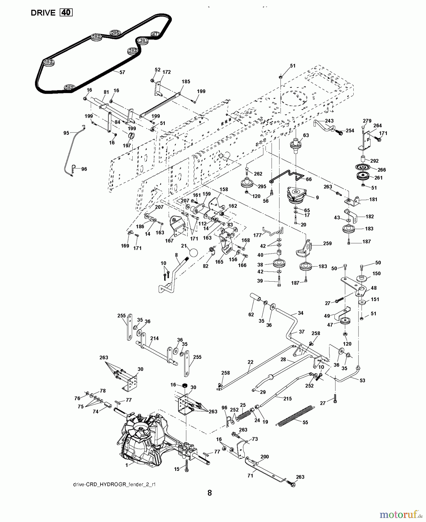  Jonsered Rasen  und Garten Traktoren LT2218 CMA2 (96061019802) - Jonsered Lawn & Garden Tractor (2007-10) DRIVE