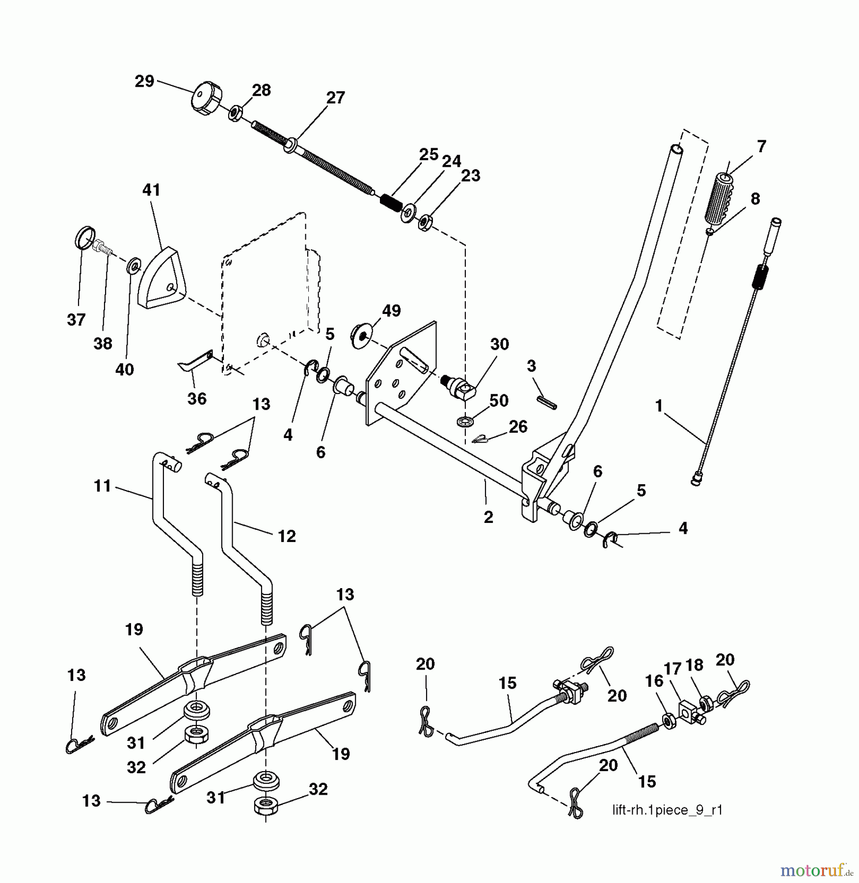 Jonsered Rasen und Garten Traktoren LT2218 CMA2 (96061019802) - Jonsered Lawn & Garden Tractor (2007-10) MOWER LIFT / DECK LIFT