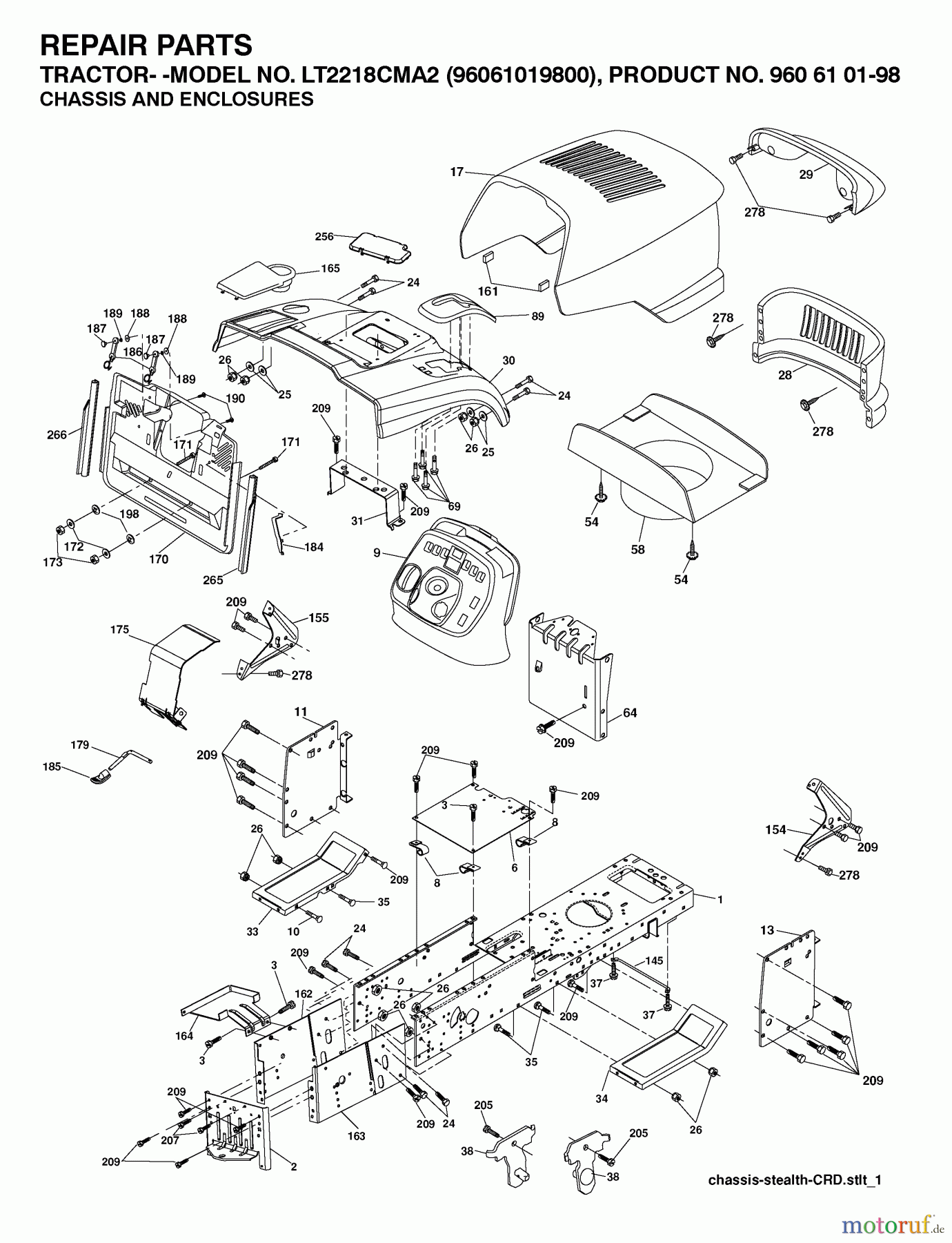 Jonsered Rasen und Garten Traktoren LT2218 CMA2 (96061019900) - Jonsered Lawn & Garden Tractor (2007-04) CHASSIS ENCLOSURES