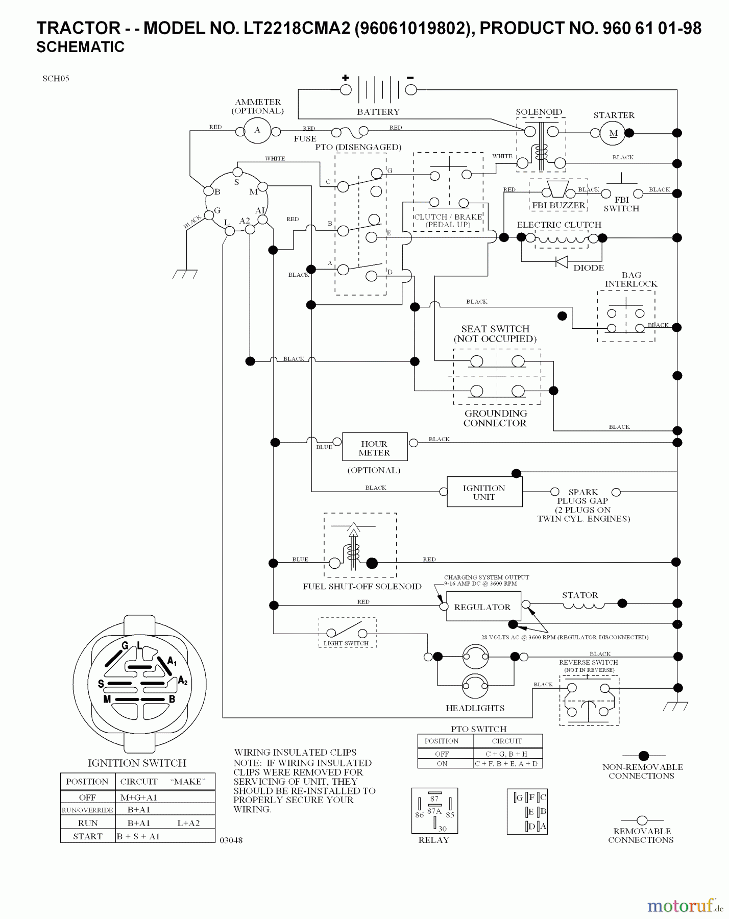  Jonsered Rasen  und Garten Traktoren LT2218 CMA2 (96061019903) - Jonsered Lawn & Garden Tractor (2007-10) SCHEMATIC