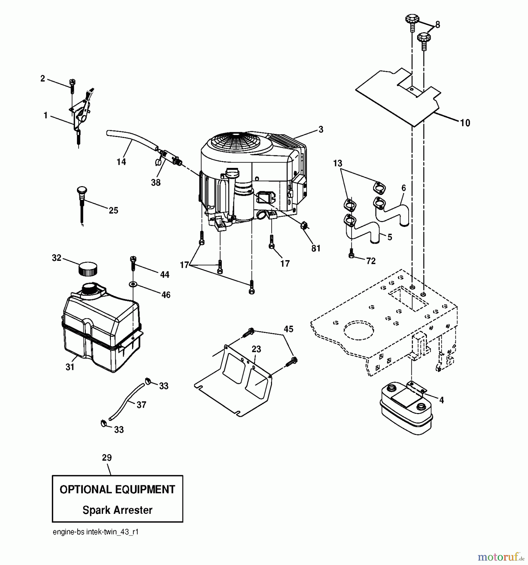  Jonsered Rasen  und Garten Traktoren LT2218 CMA2 (96061024000) - Jonsered Lawn & Garden Tractor (2009-01) ENGINE