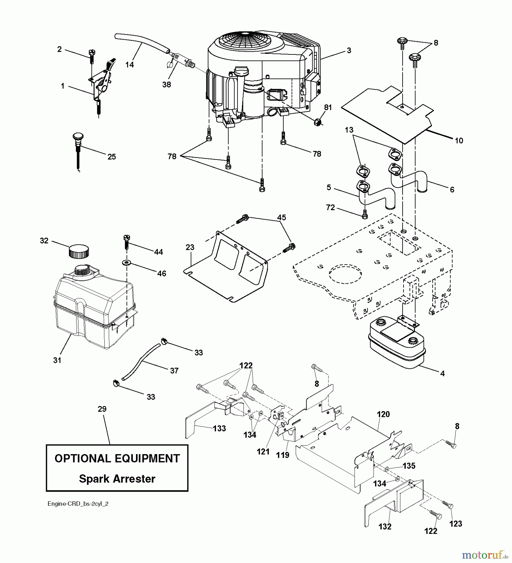  Jonsered Rasen  und Garten Traktoren LT2218 CMA2 (96061024100) - Jonsered Lawn & Garden Tractor (2009-01) ENGINE