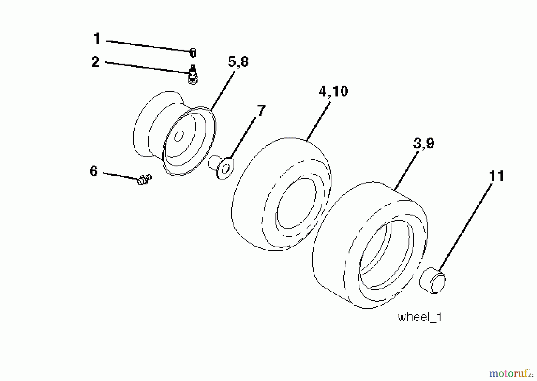 Jonsered Rasen und Garten Traktoren LT2218 CMA2 (96061024100) - Jonsered Lawn & Garden Tractor (2009-01) WHEELS TIRES