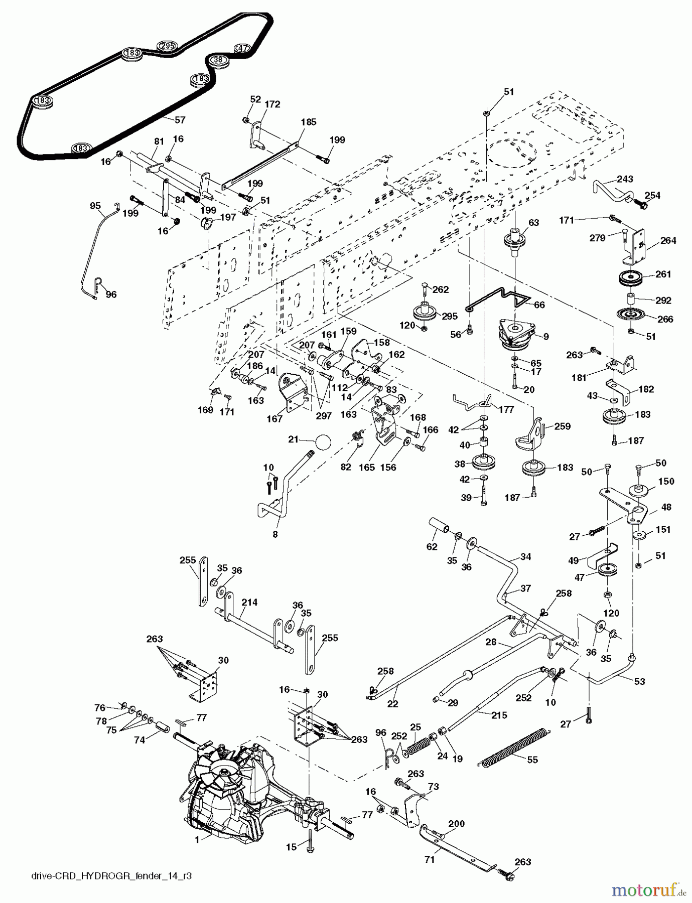 Jonsered Rasen und Garten Traktoren LT2218 CMA2 (96061026600) - Jonsered Lawn & Garden Tractor (2010-01) DRIVE