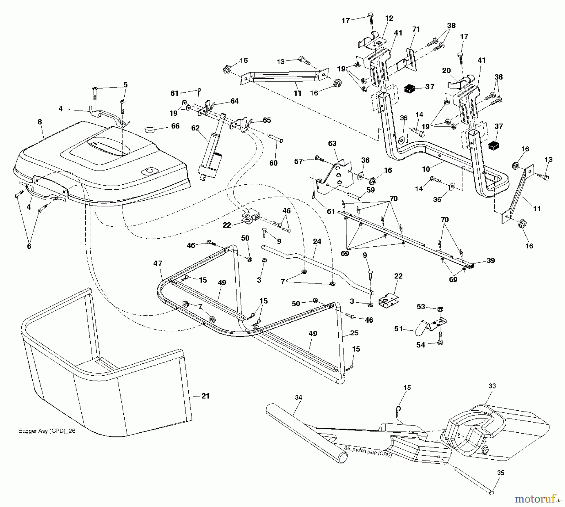 Jonsered Rasen und Garten Traktoren LT2218 CMA2 (96061026601) - Jonsered Lawn & Garden Tractor (2010-08) BAGGER