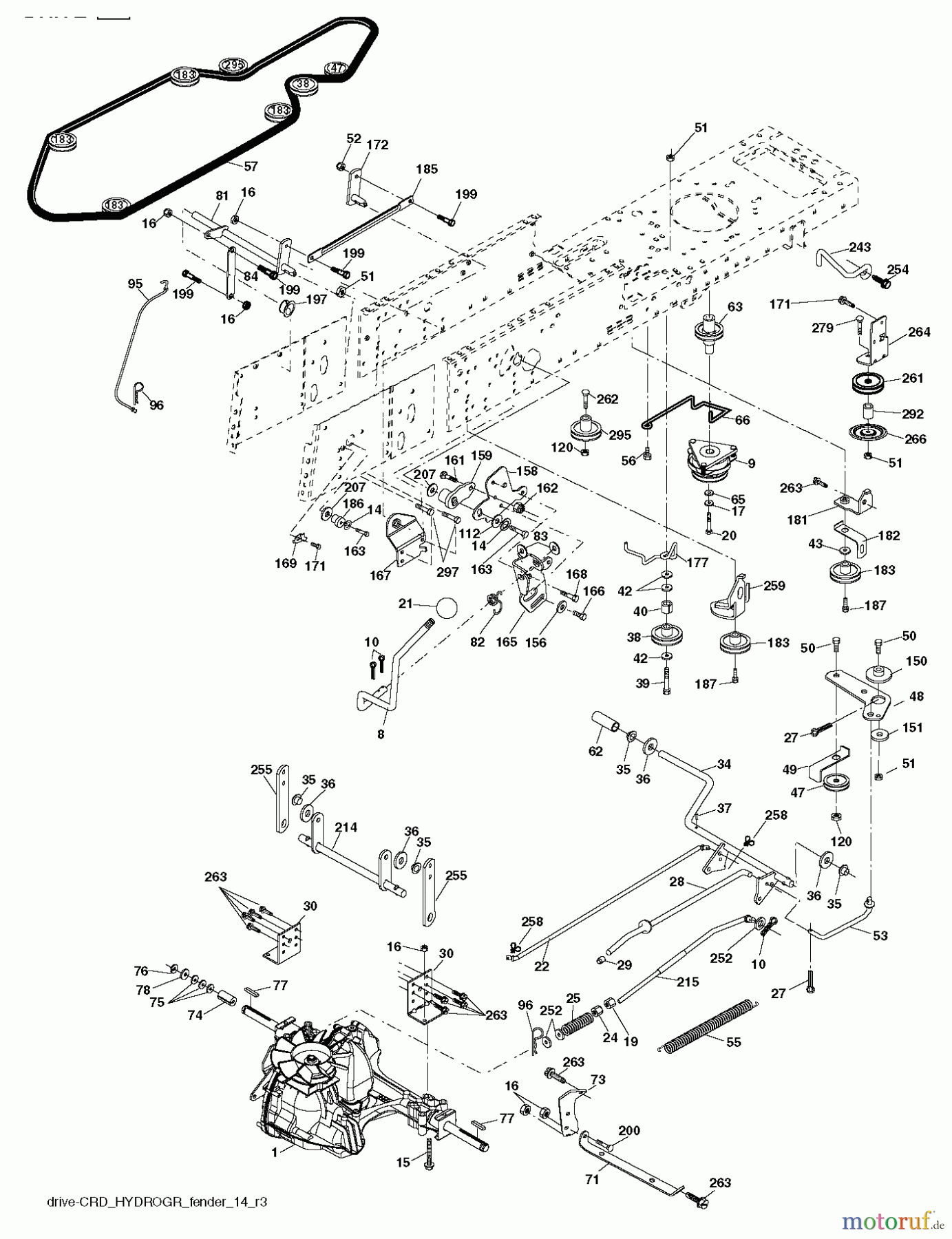  Jonsered Rasen  und Garten Traktoren LT2218 CMA2 (96061026601) - Jonsered Lawn & Garden Tractor (2010-08) DRIVE