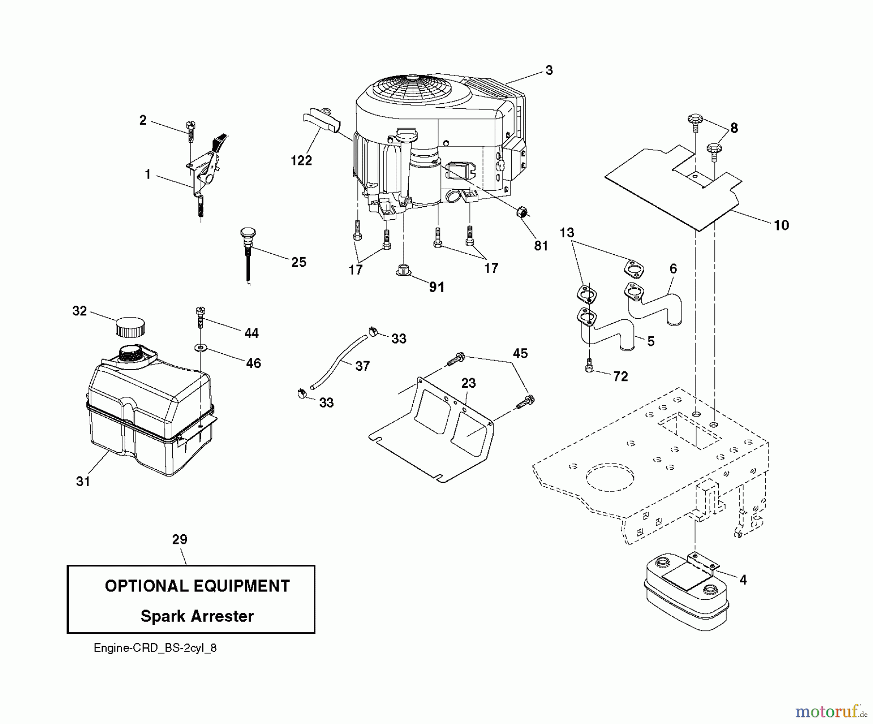  Jonsered Rasen  und Garten Traktoren LT2218 CMA2 (96061026600) - Jonsered Lawn & Garden Tractor (2010-01) ENGINE