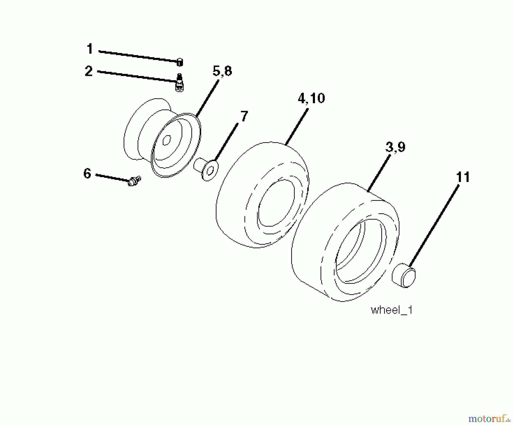 Jonsered Rasen und Garten Traktoren LT2218 CMA2 (96061026700) - Jonsered Lawn & Garden Tractor (2010-02) WHEELS TIRES