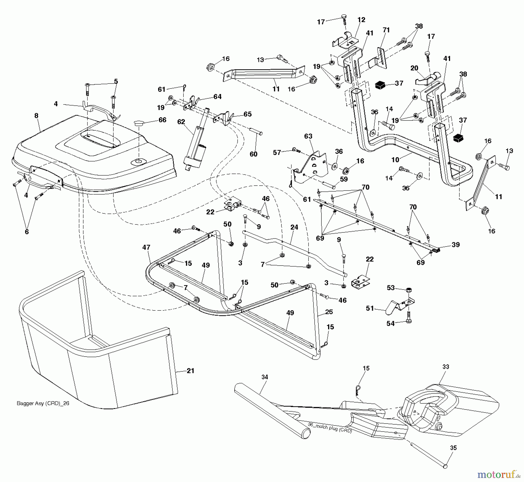 Jonsered Rasen und Garten Traktoren LT2218 CMA2 (96061026701) - Jonsered Lawn & Garden Tractor (2010-08) BAGGER