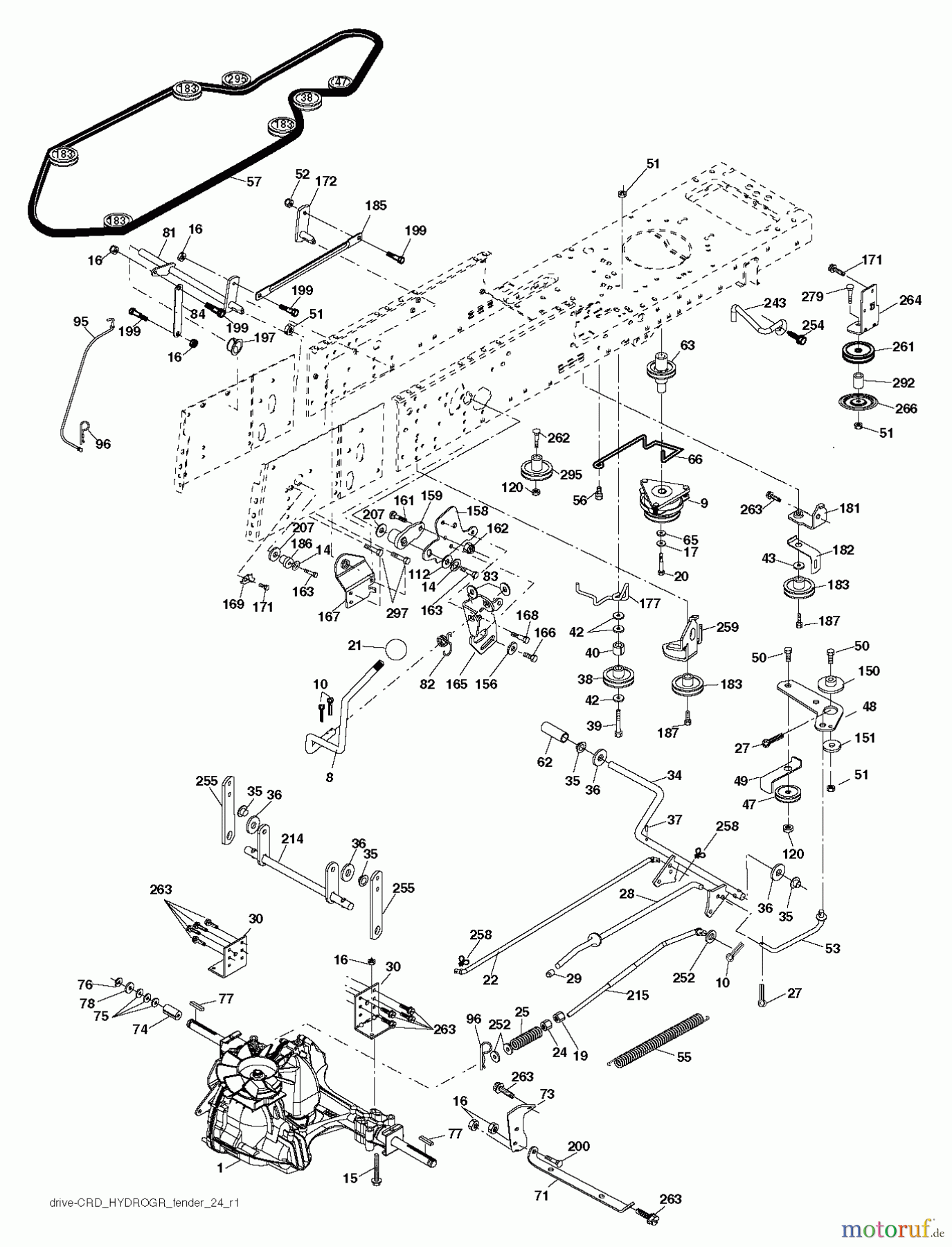Jonsered Rasen und Garten Traktoren LT2218 CMA2 (96061026701) - Jonsered Lawn & Garden Tractor (2010-08) DRIVE