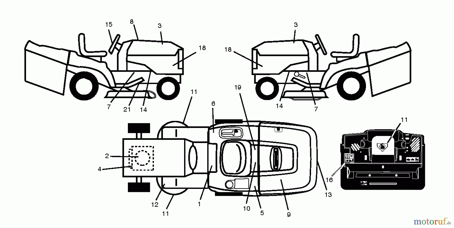  Jonsered Rasen  und Garten Traktoren LT2218 CMA2 (96061032300) - Jonsered Lawn & Garden Tractor (2010-11) DECALS