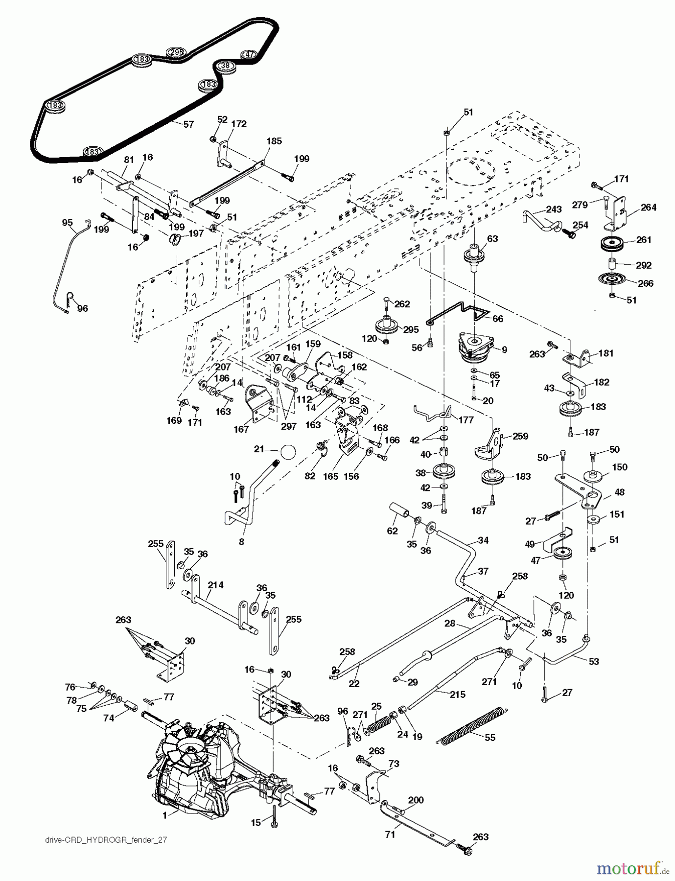 Jonsered Rasen und Garten Traktoren LT2218 CMA2 (96061032300) - Jonsered Lawn & Garden Tractor (2010-11) DRIVE