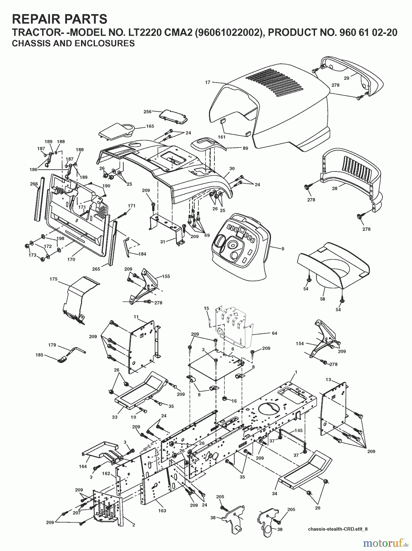  Jonsered Rasen  und Garten Traktoren LT2220 CMA2 (96061022002) - Jonsered Lawn & Garden Tractor (2008-01) CHASSIS ENCLOSURES