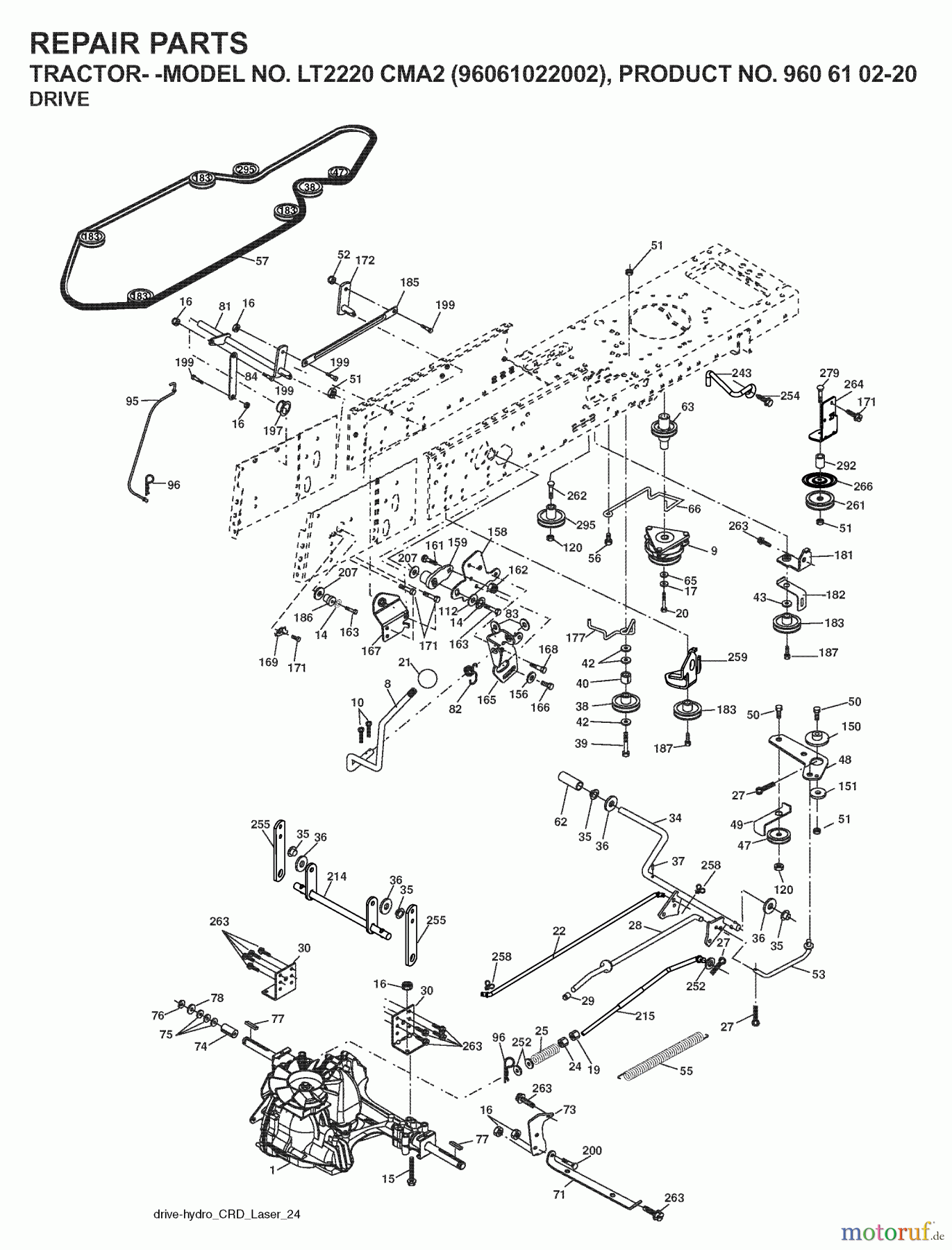 Jonsered Rasen und Garten Traktoren LT2220 CMA2 (96061022002) - Jonsered Lawn & Garden Tractor (2008-01) DRIVE