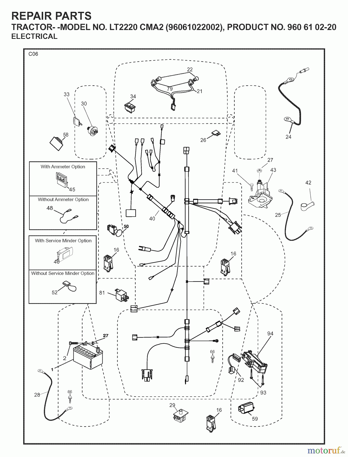 Jonsered Rasen und Garten Traktoren LT2220 CMA2 (96061022002) - Jonsered Lawn & Garden Tractor (2008-01) ELECTRICAL