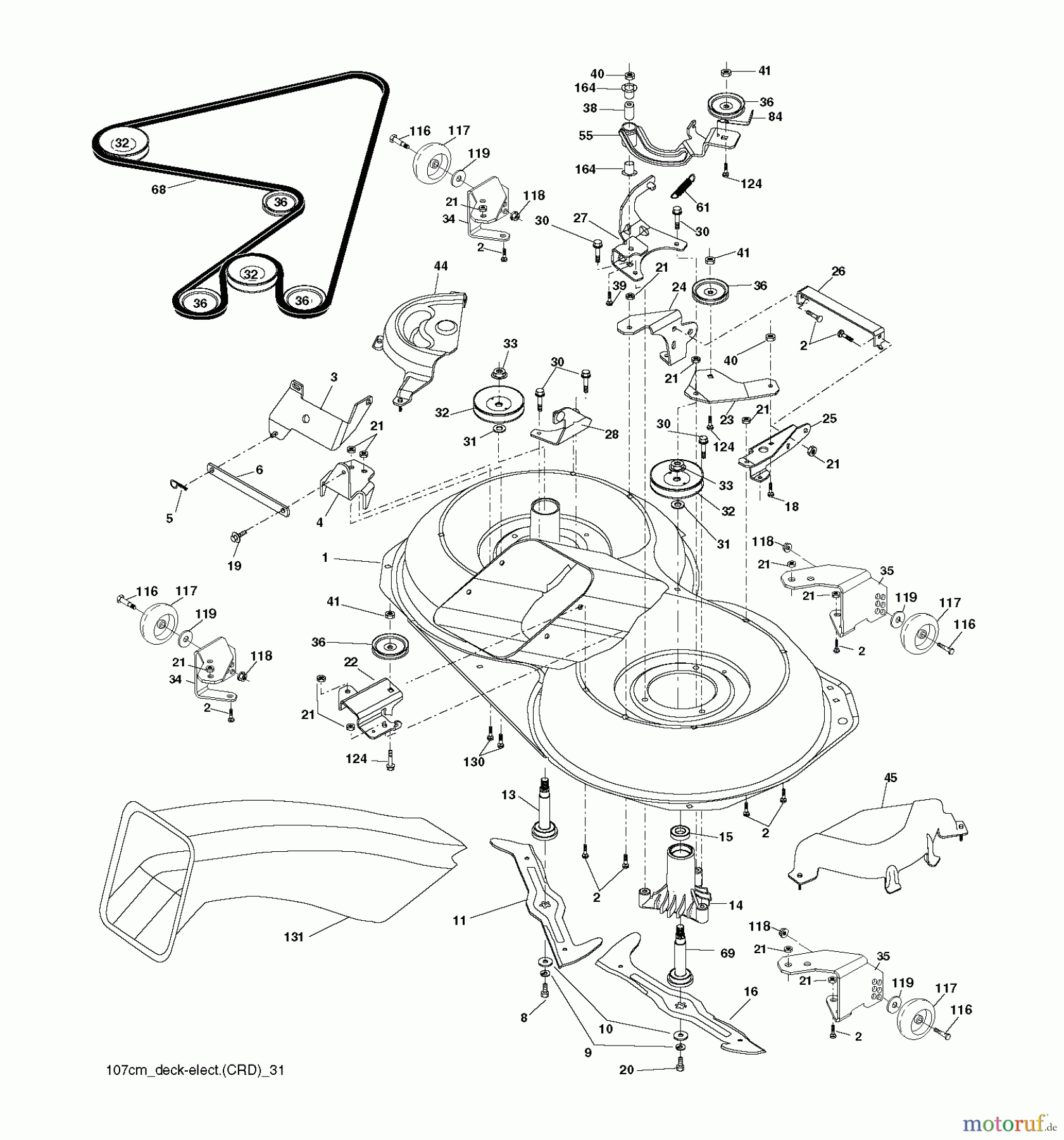 Jonsered Rasen und Garten Traktoren LT2220 CMA2 (96061022003) - Jonsered Lawn & Garden Tractor (2009-07) MOWER DECK / CUTTING DECK