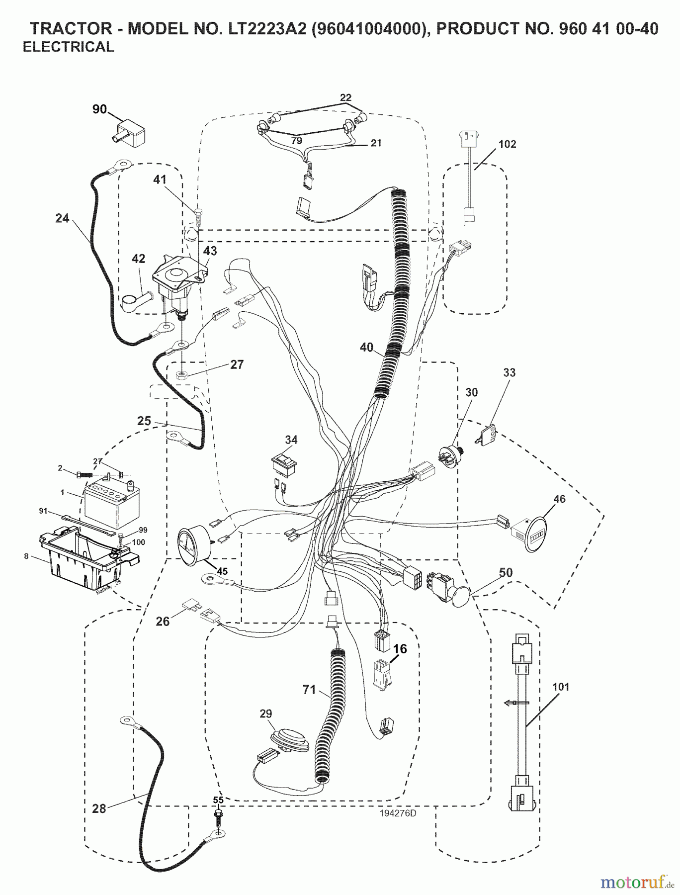 Jonsered Rasen und Garten Traktoren LT2223 A2 (960410040, 96041004000) - Jonsered Lawn & Garden Tractor (2007-07) ELECTRICAL