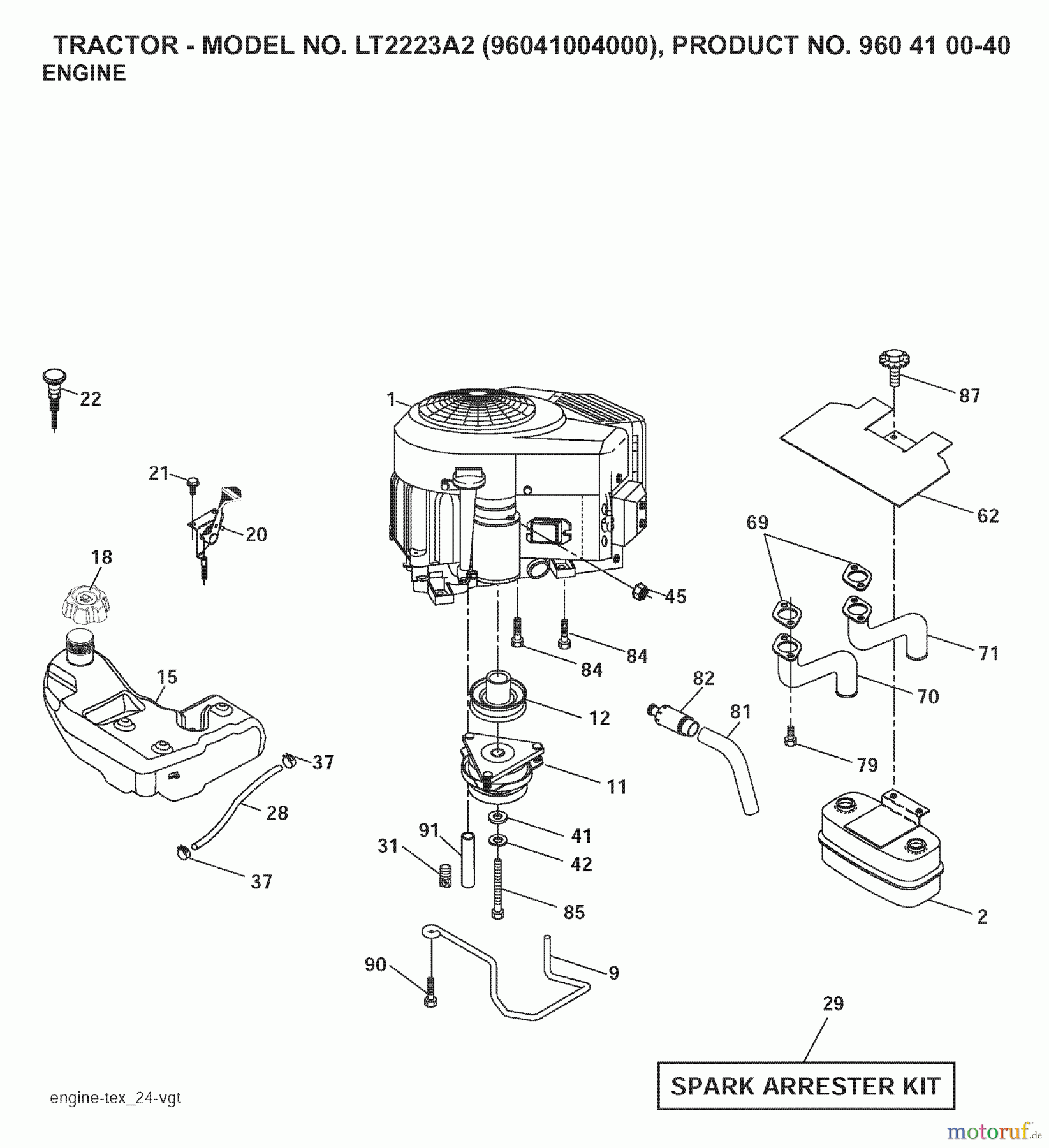 Jonsered Rasen und Garten Traktoren LT2223 A2 (960410040, 96041004000) - Jonsered Lawn & Garden Tractor (2007-07) ENGINE