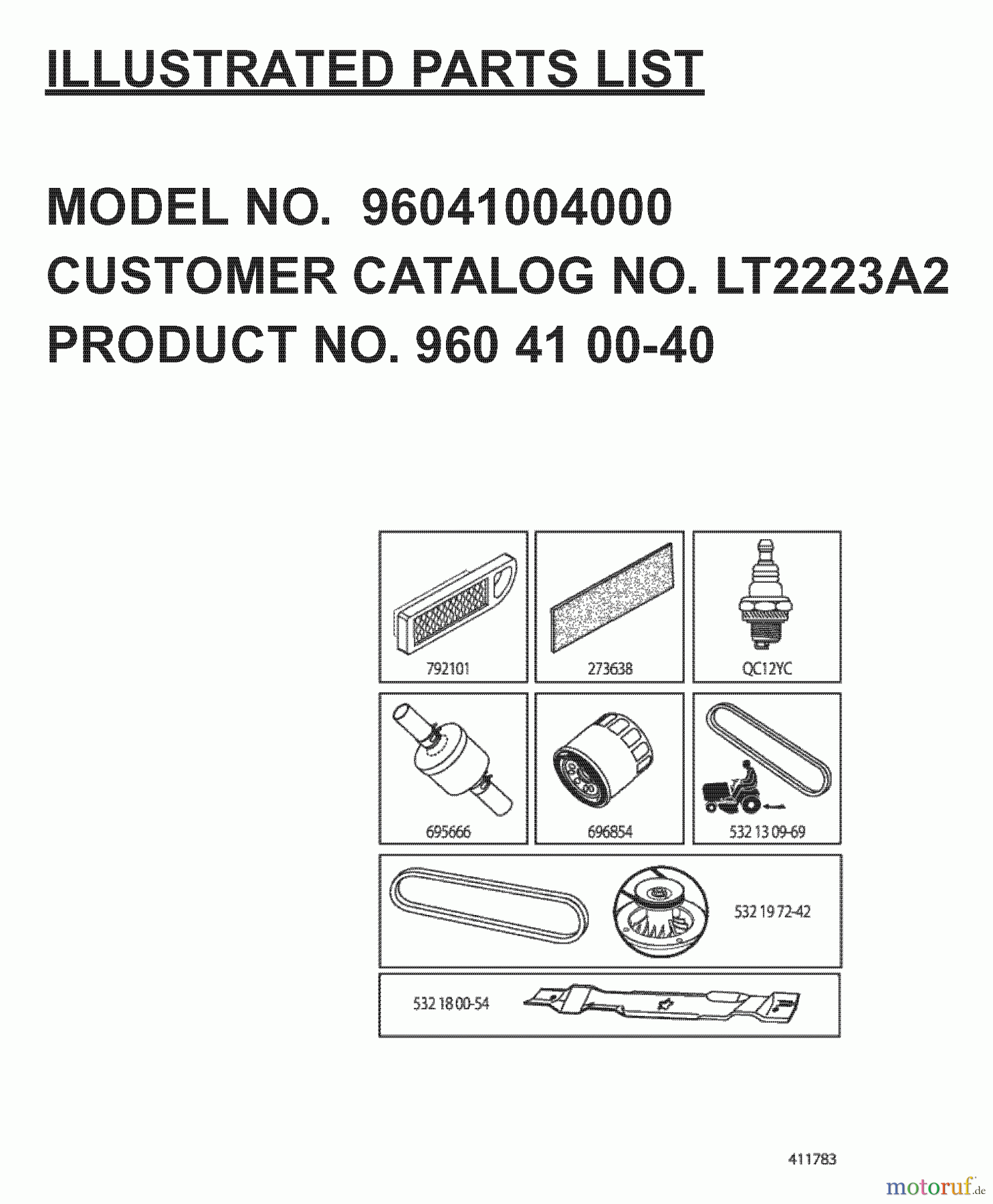  Jonsered Rasen  und Garten Traktoren LT2223 A2 (960410040, 96041004000) - Jonsered Lawn & Garden Tractor (2007-07) FREQUENTLY USED PARTS