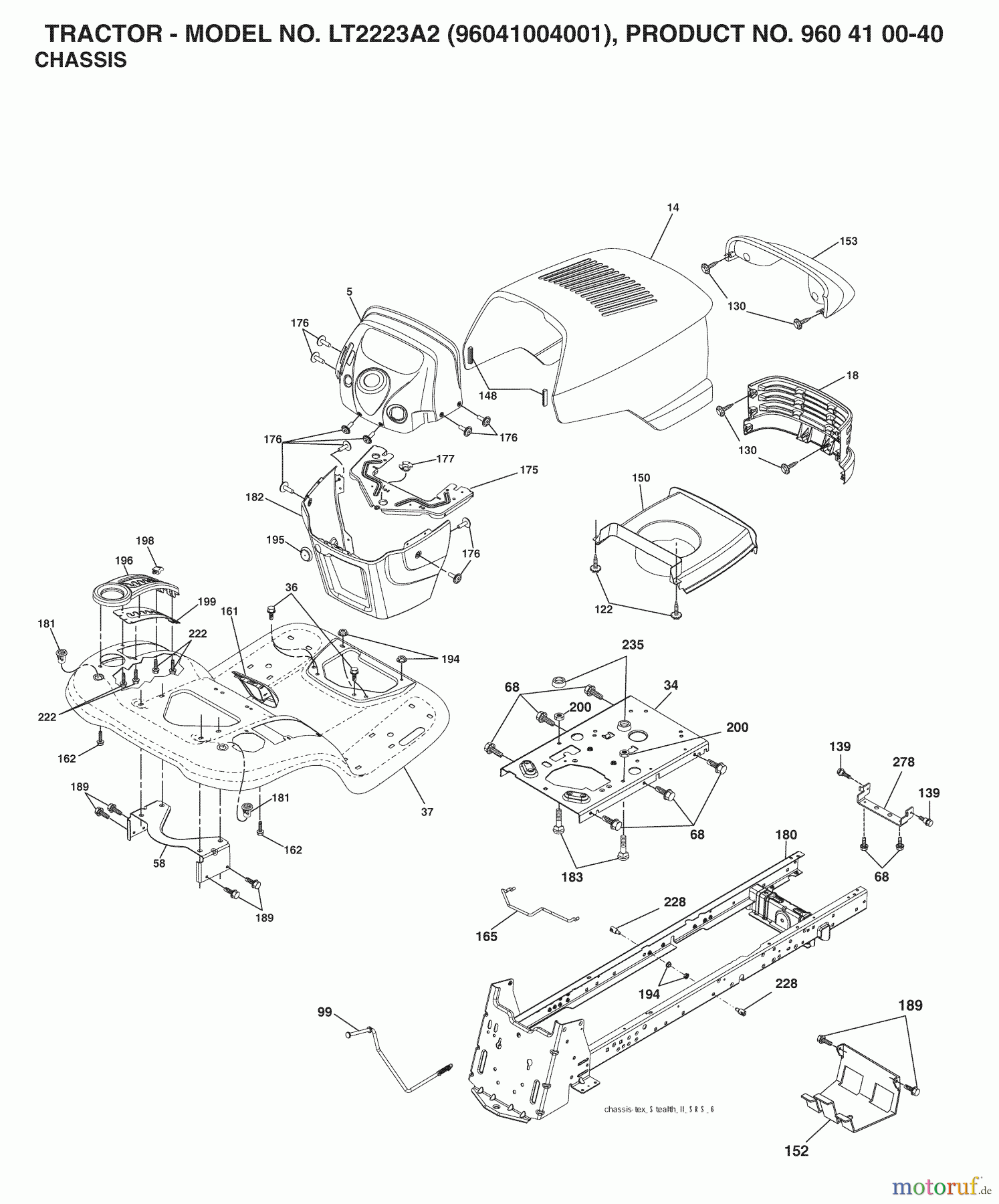  Jonsered Rasen  und Garten Traktoren LT2223 A2 (960410040, 96041004001) - Jonsered Lawn & Garden Tractor (2007-05) CHASSIS ENCLOSURES