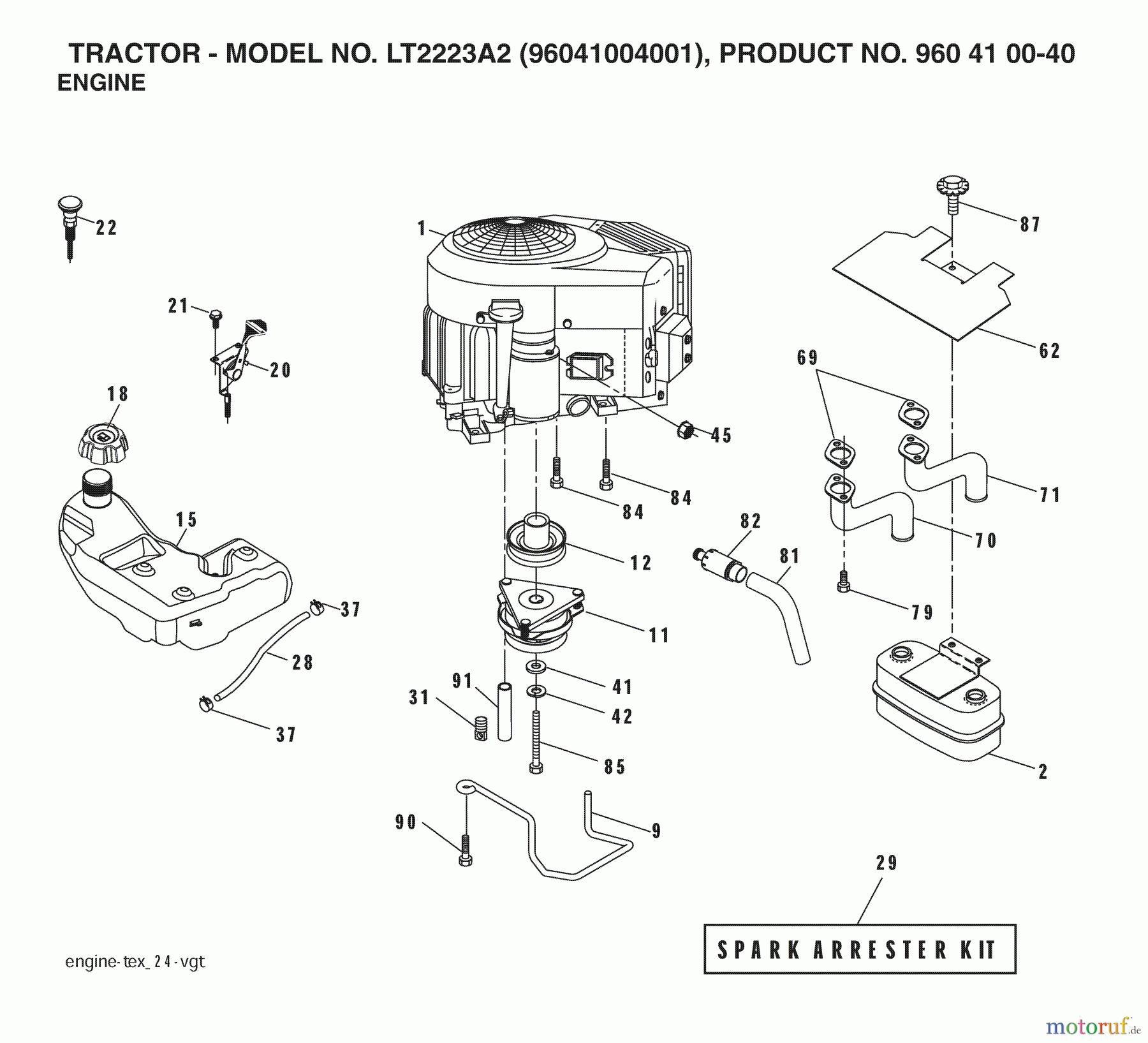 Jonsered Rasen und Garten Traktoren LT2223 A2 (960410040, 96041004001) - Jonsered Lawn & Garden Tractor (2007-05) ENGINE