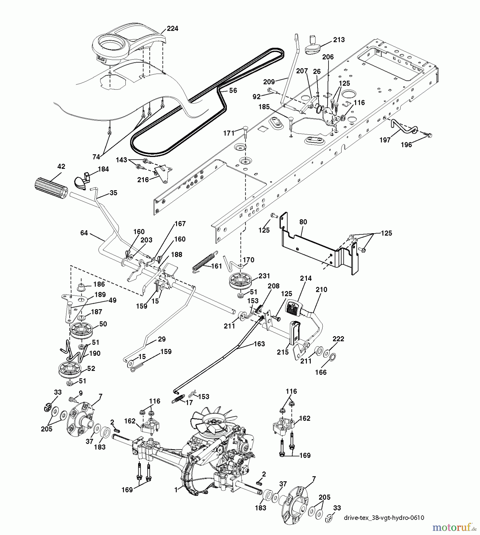 Jonsered Rasen und Garten Traktoren LT2223 A2 (96041004001) - Jonsered Lawn & Garden Tractor (2007-05) DRIVE