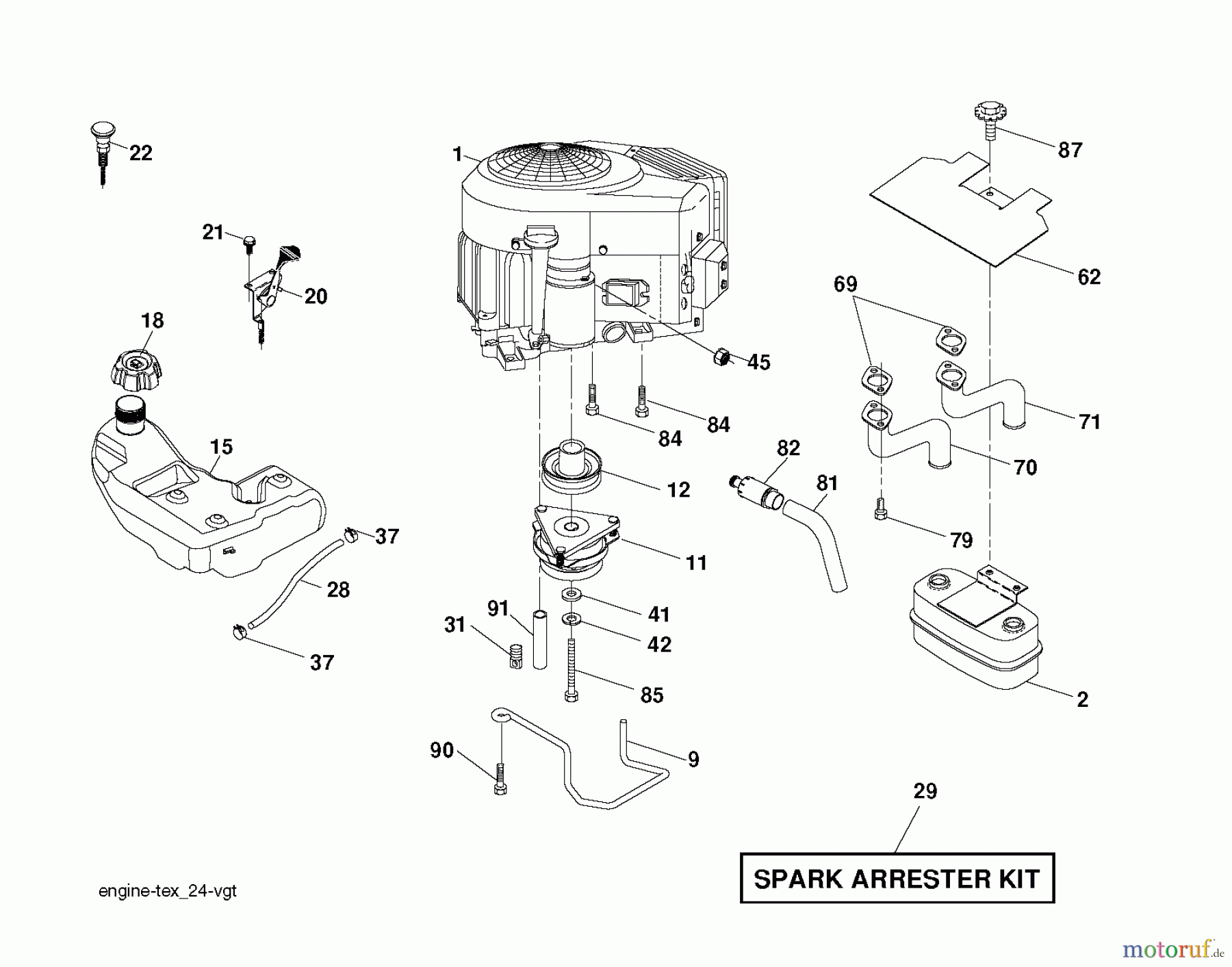 Jonsered Rasen und Garten Traktoren LT2223 A2 (96041004001) - Jonsered Lawn & Garden Tractor (2007-05) ENGINE