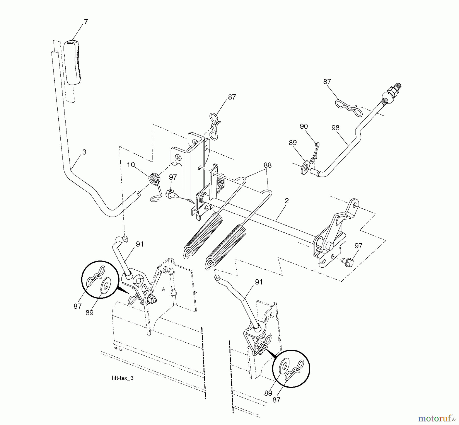 Jonsered Rasen und Garten Traktoren LT2223 A2 (96041004001) - Jonsered Lawn & Garden Tractor (2007-05) MOWER LIFT / DECK LIFT