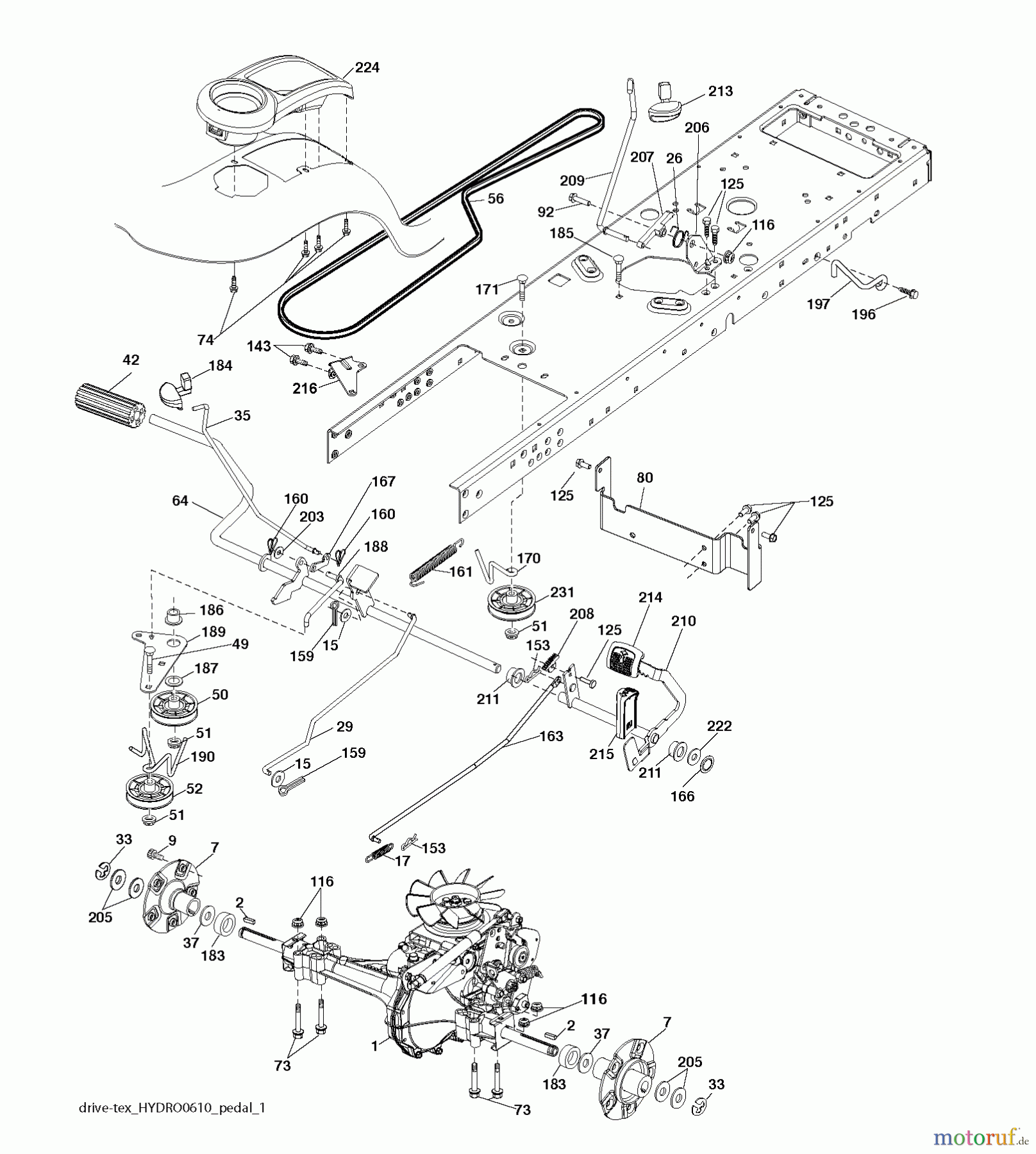 Jonsered Rasen  und Garten Traktoren LT2223 A2 (96041004002) - Jonsered Lawn & Garden Tractor (2008-01) DRIVE