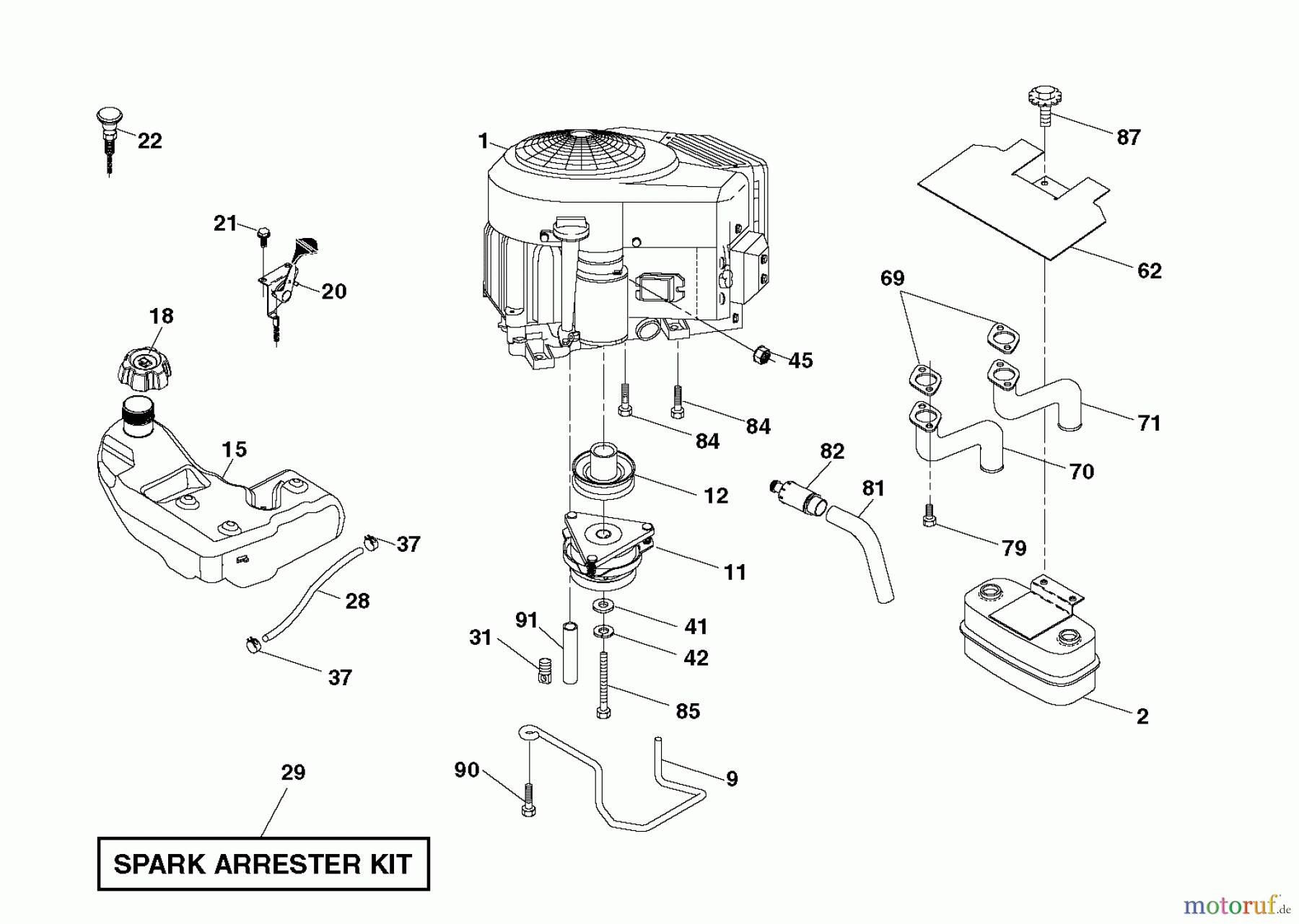 Jonsered Rasen und Garten Traktoren LT2223 A2 (96041004002) - Jonsered Lawn & Garden Tractor (2008-01) ENGINE