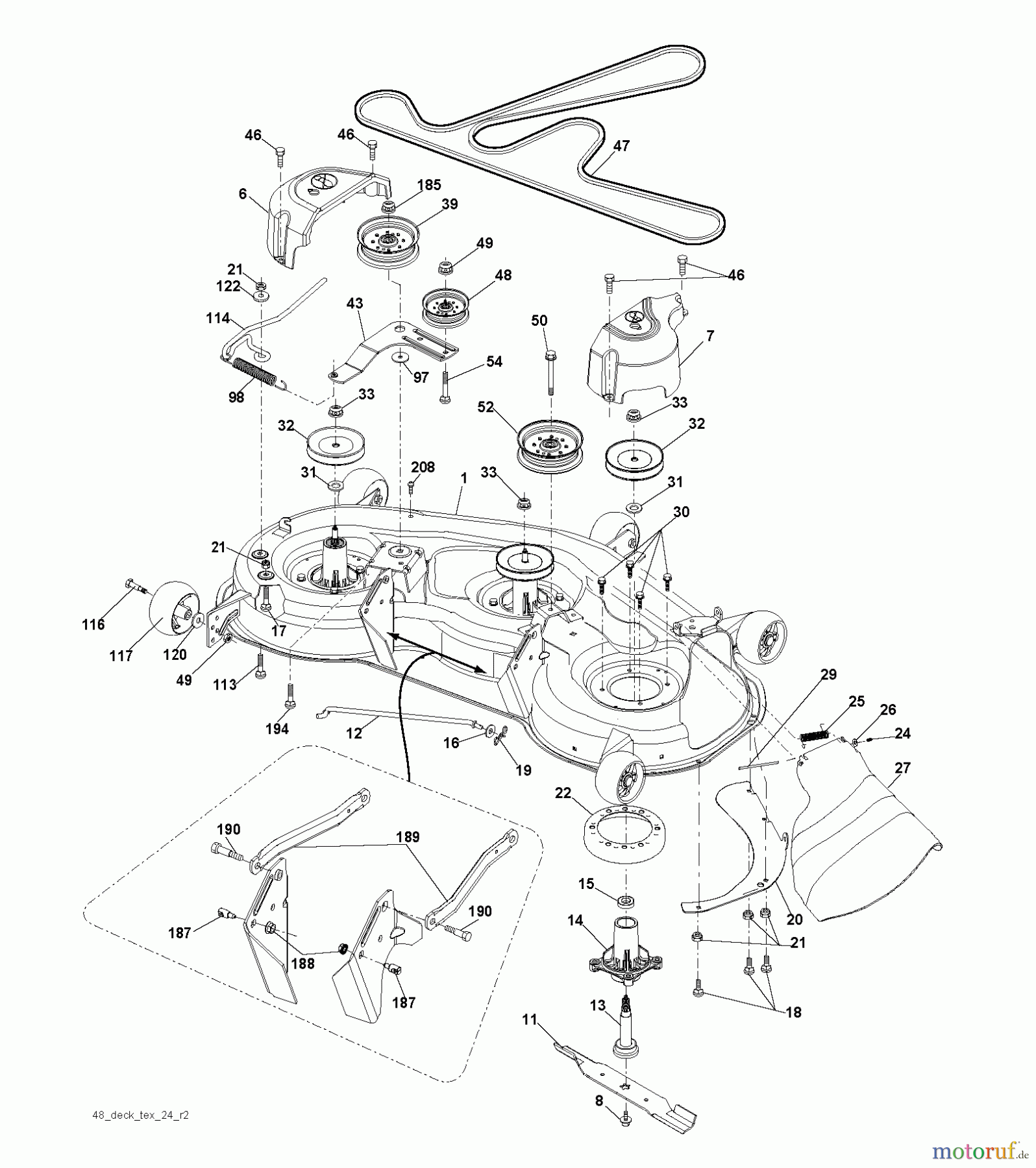 Jonsered Rasen und Garten Traktoren LT2223 A2 (96041004002) - Jonsered Lawn & Garden Tractor (2008-01) MOWER DECK / CUTTING DECK