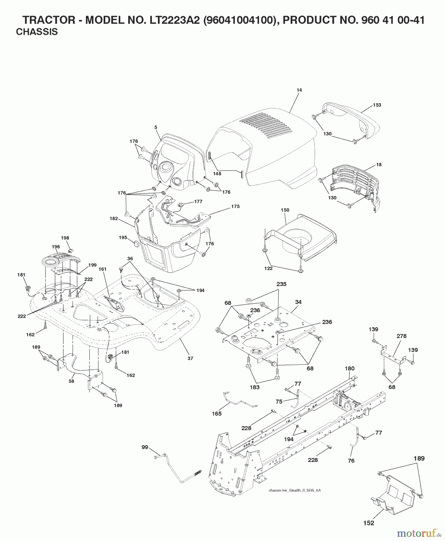 Jonsered Rasen und Garten Traktoren LT2223 A2 (96041004100) - Jonsered Lawn & Garden Tractor (2007-04) CHASSIS ENCLOSURES