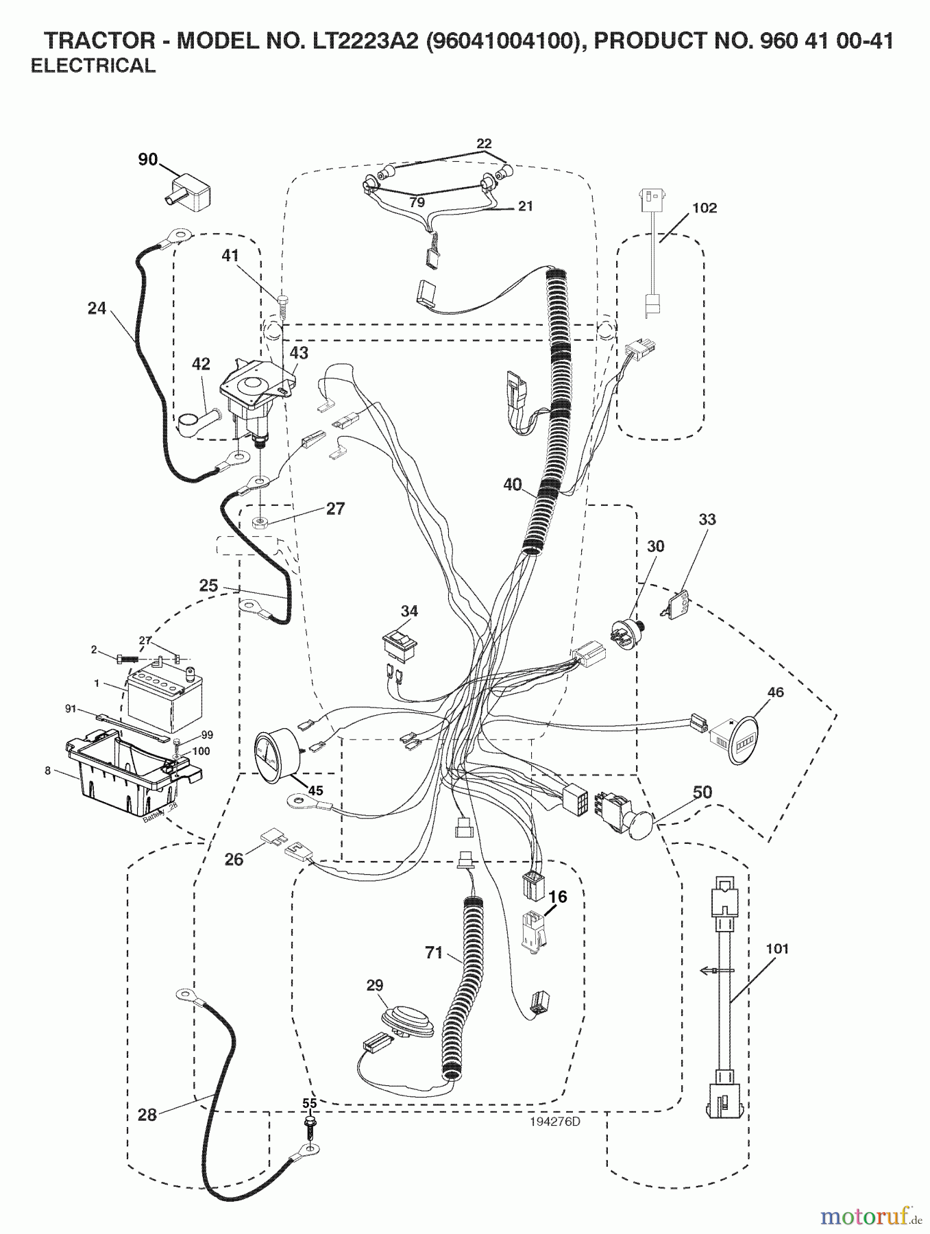  Jonsered Rasen  und Garten Traktoren LT2223 A2 (96041004100) - Jonsered Lawn & Garden Tractor (2007-04) ELECTRICAL