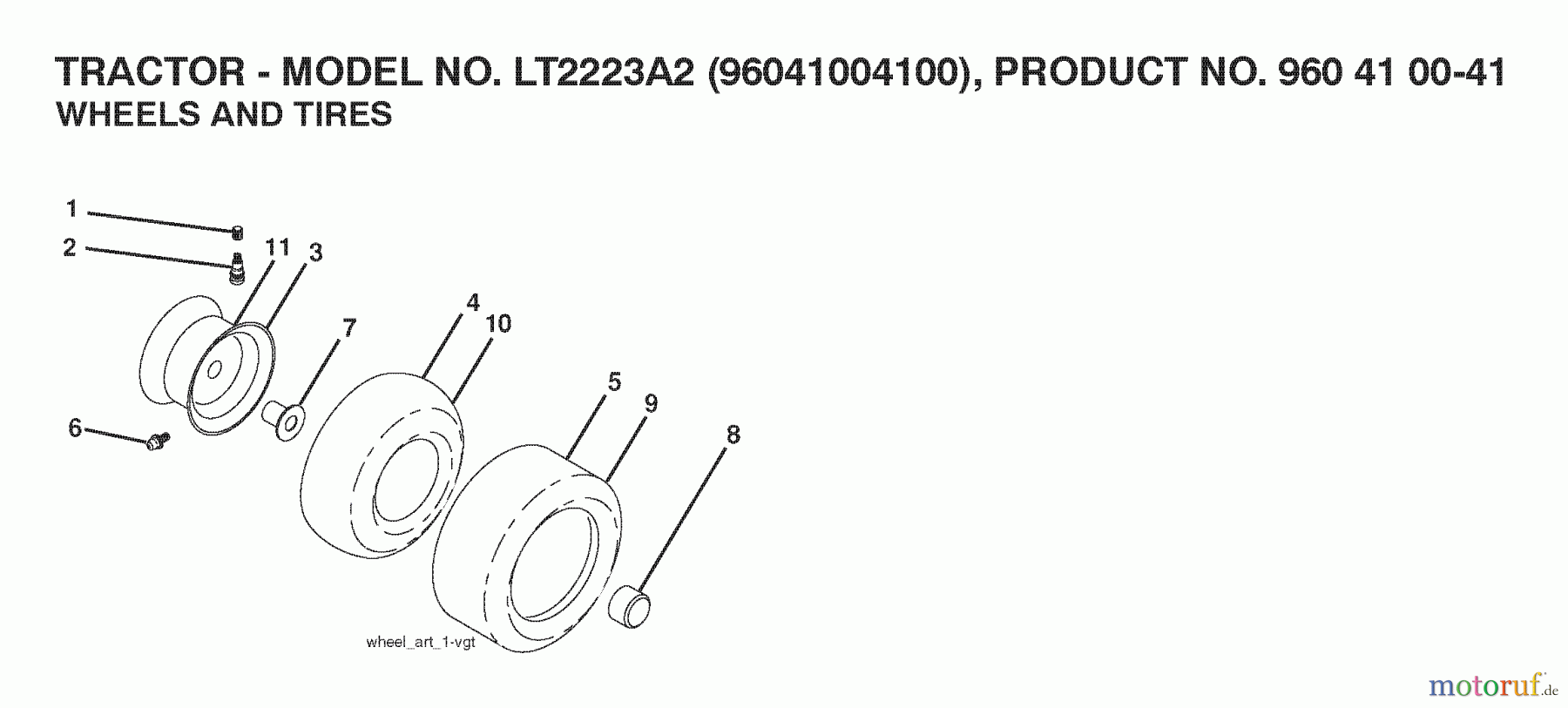 Jonsered Rasen und Garten Traktoren LT2223 A2 (96041004100) - Jonsered Lawn & Garden Tractor (2007-04) WHEELS TIRES