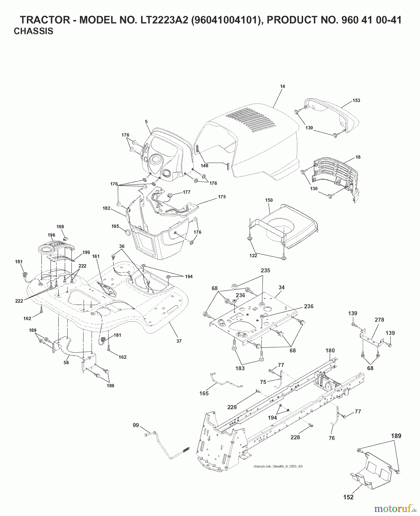 Jonsered Rasen und Garten Traktoren LT2223 A2 (96041004101) - Jonsered Lawn & Garden Tractor (2007-06) CHASSIS ENCLOSURES