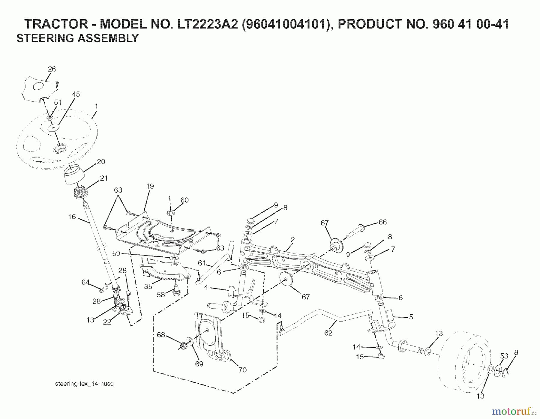 Jonsered Rasen und Garten Traktoren LT2223 A2 (96041004101) - Jonsered Lawn & Garden Tractor (2007-06) STEERING
