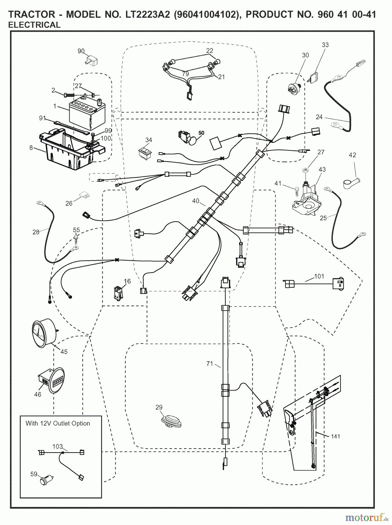 Jonsered Rasen und Garten Traktoren LT2223 A2 (96041004102) - Jonsered Lawn & Garden Tractor (2008-01) ELECTRICAL
