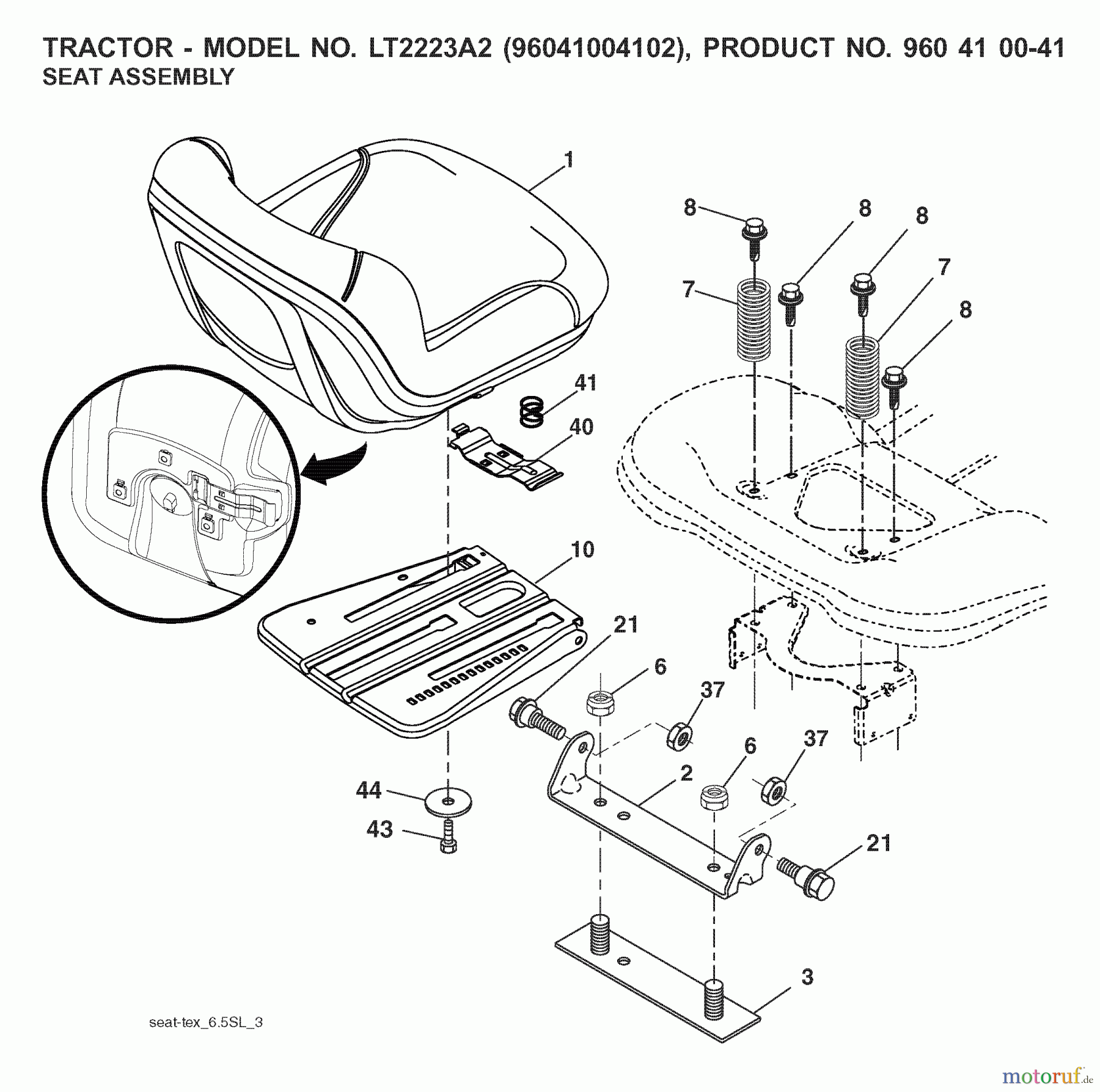 Jonsered Rasen und Garten Traktoren LT2223 A2 (96041004102) - Jonsered Lawn & Garden Tractor (2008-01) SEAT