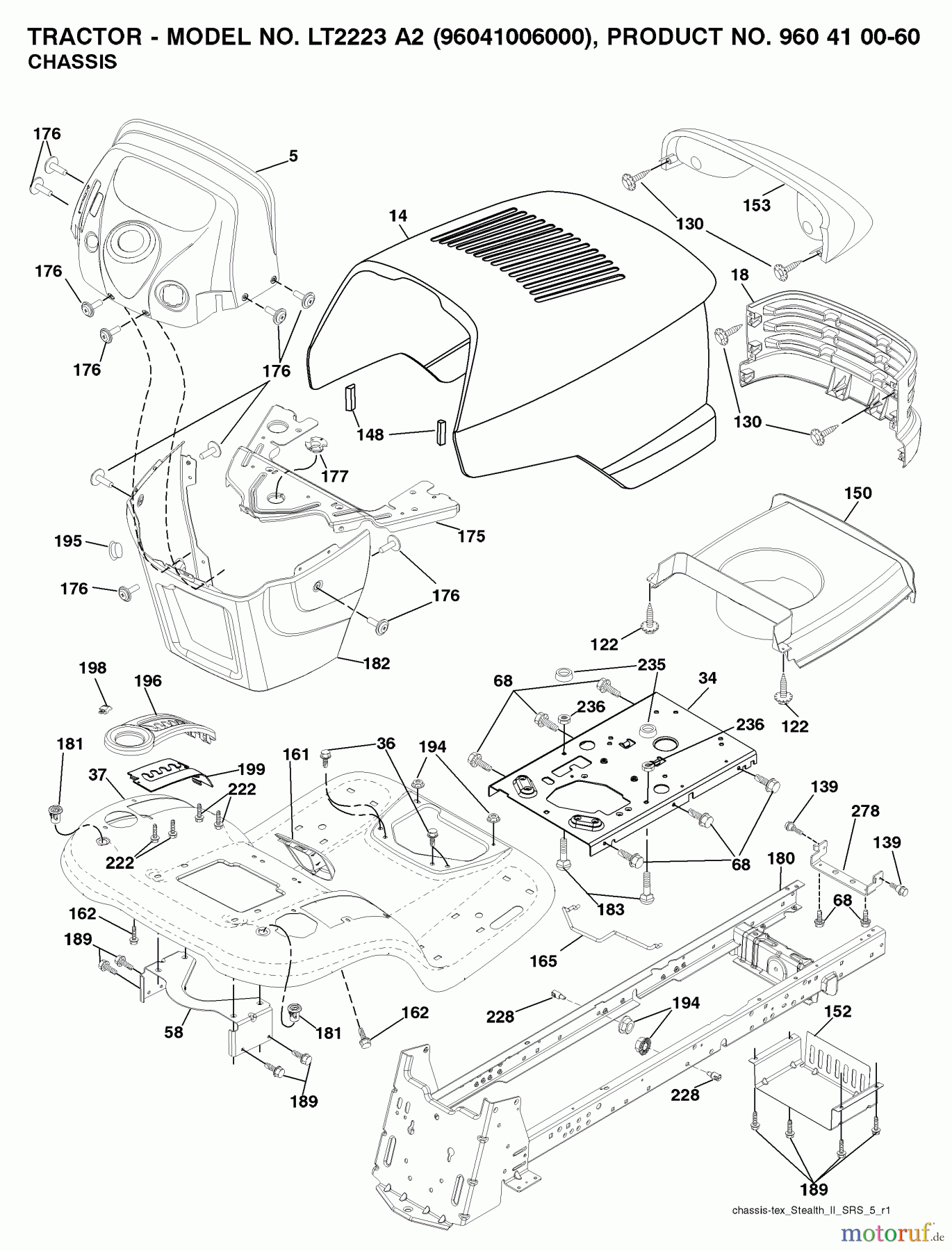 Jonsered Rasen und Garten Traktoren LT2223 A2 (96041006000) - Jonsered Lawn & Garden Tractor (2007-04) CHASSIS ENCLOSURES