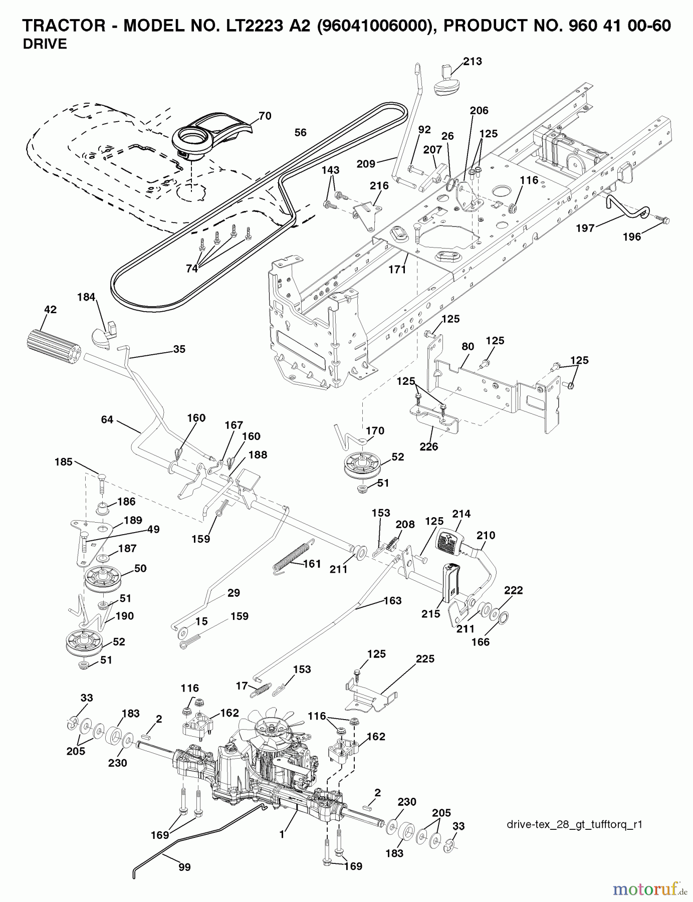Jonsered Rasen und Garten Traktoren LT2223 A2 (96041006000) - Jonsered Lawn & Garden Tractor (2007-04) DRIVE