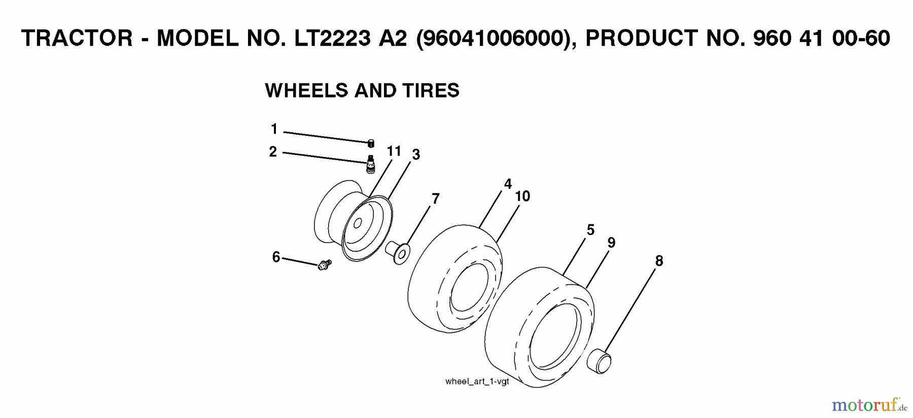 Jonsered Rasen und Garten Traktoren LT2223 A2 (96041006000) - Jonsered Lawn & Garden Tractor (2007-04) WHEELS TIRES