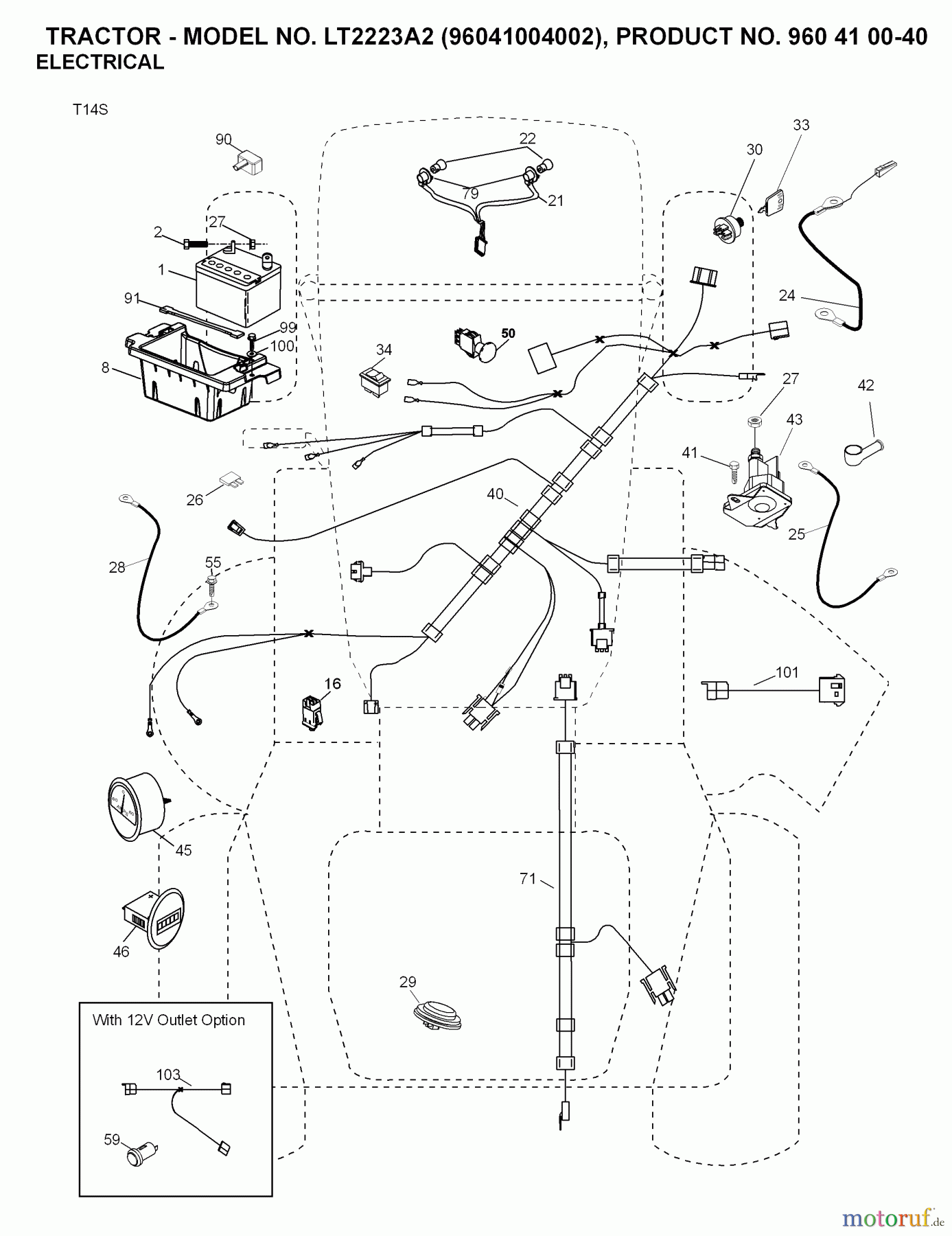 Jonsered Rasen und Garten Traktoren LT2223 A2 (96041006001) - Jonsered Lawn & Garden Tractor (2008-01) ELECTRICAL