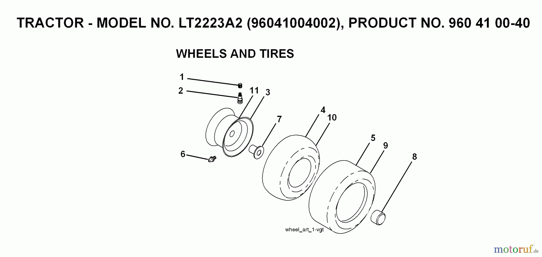 Jonsered Rasen und Garten Traktoren LT2223 A2 (96041004103) - Jonsered Lawn & Garden Tractor (2008-01) WHEELS TIRES