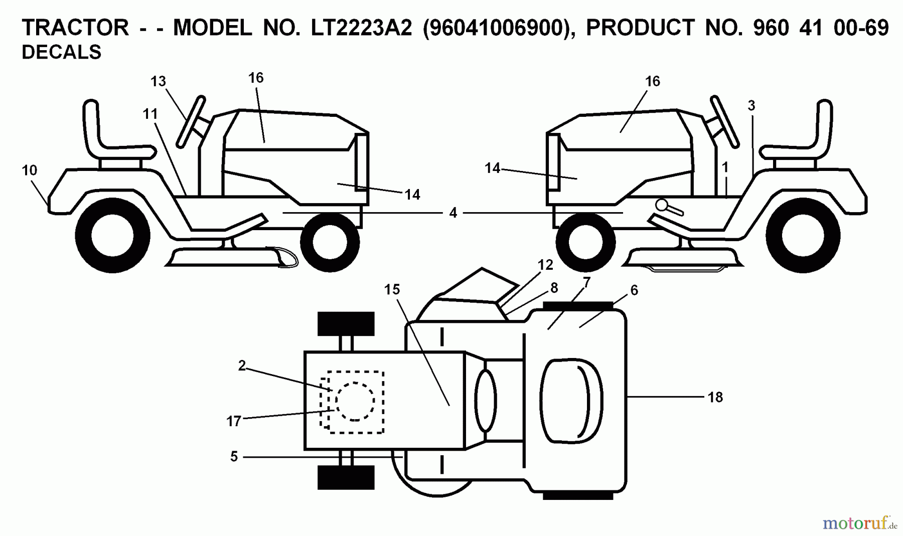 Jonsered Rasen und Garten Traktoren LT2223 A2 (96041006900) - Jonsered Lawn & Garden Tractor (2008-02) DECALS