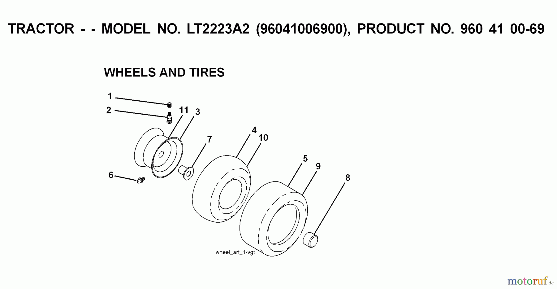Jonsered Rasen und Garten Traktoren LT2223 A2 (96041006900) - Jonsered Lawn & Garden Tractor (2008-02) WHEELS TIRES
