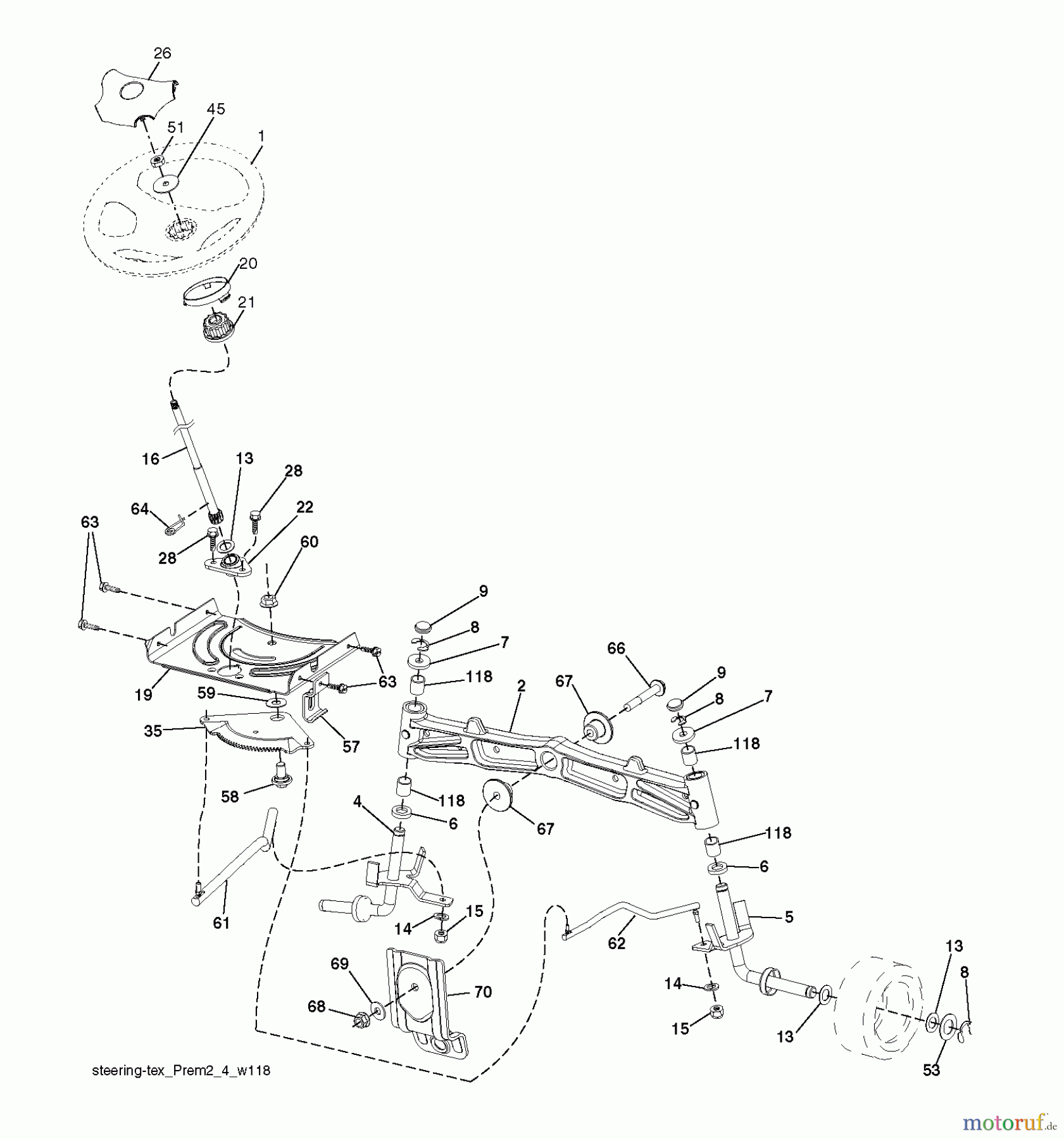 Jonsered Rasen und Garten Traktoren LT2223 A2 (96041011000) - Jonsered Lawn & Garden Tractor (2009-01) STEERING