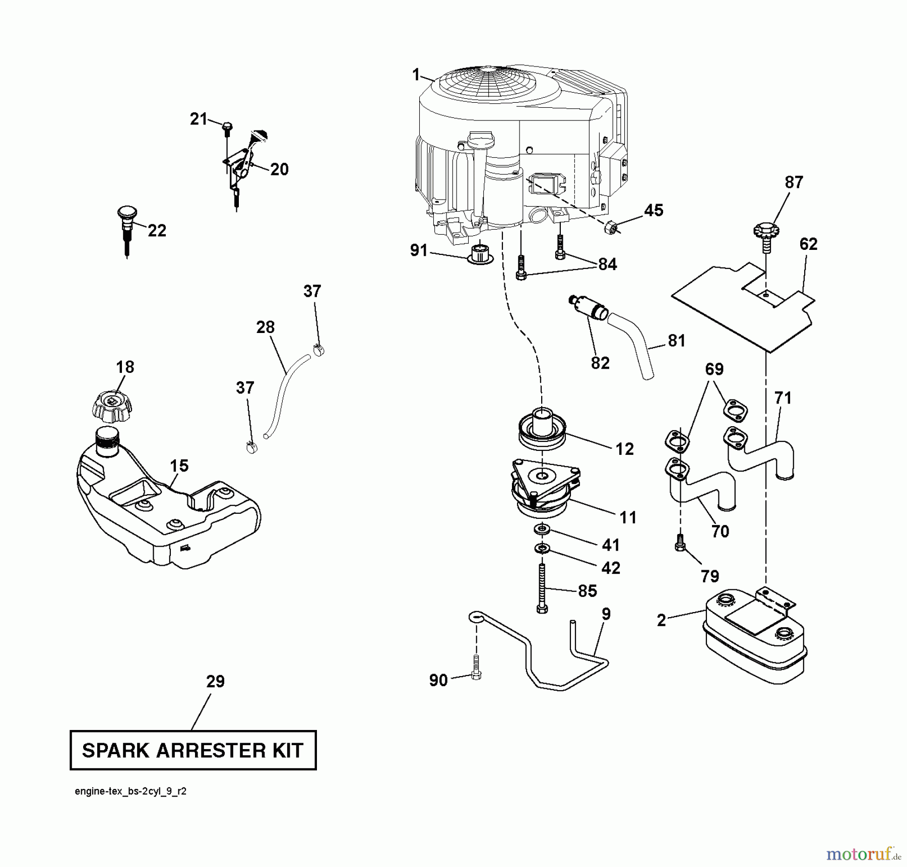Jonsered Rasen und Garten Traktoren LT2223 A2 (96041011001) - Jonsered Lawn & Garden Tractor (2009-04) ENGINE