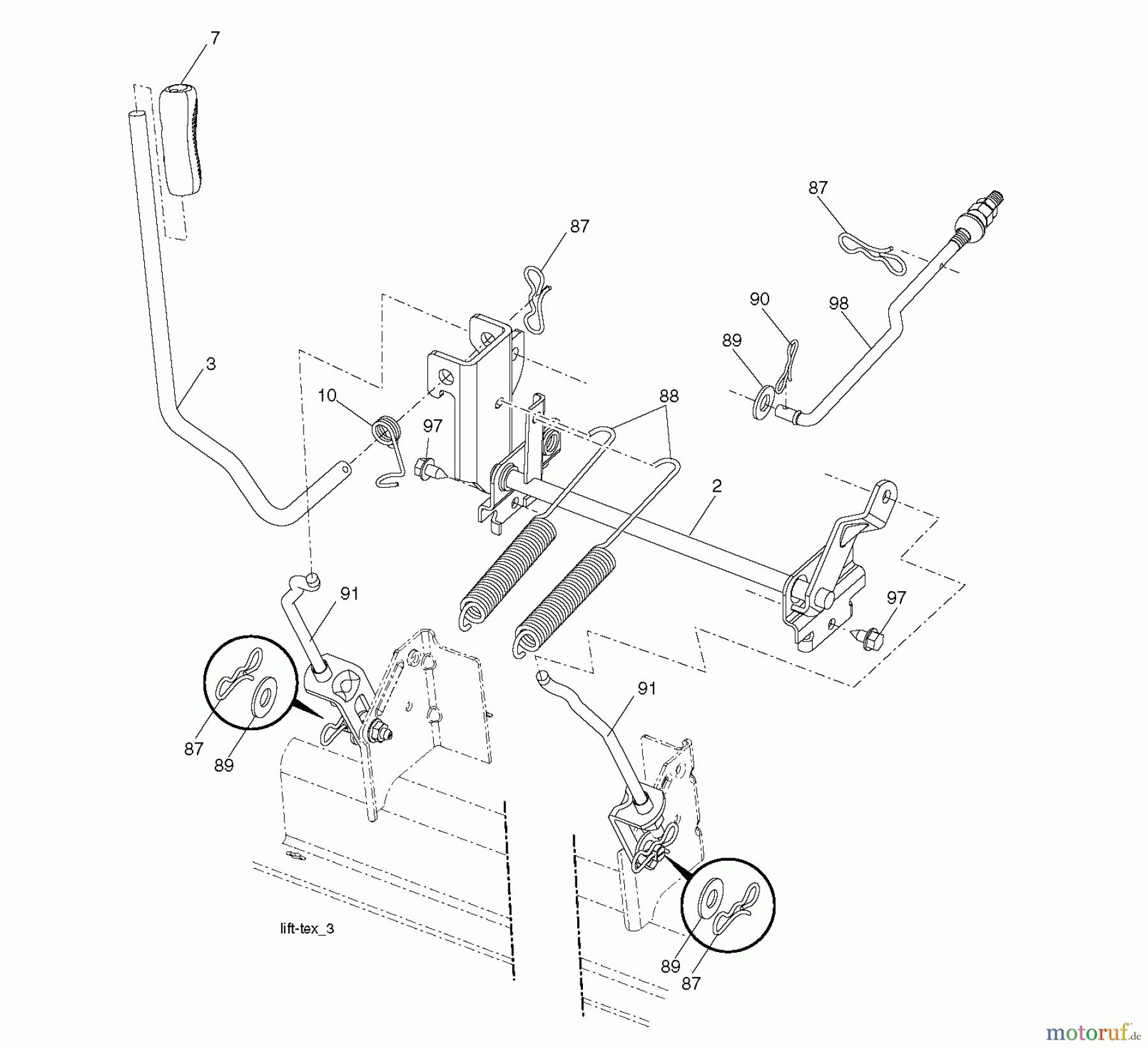 Jonsered Rasen und Garten Traktoren LT2223 A2 (96041011000) - Jonsered Lawn & Garden Tractor (2009-01) MOWER LIFT / DECK LIFT